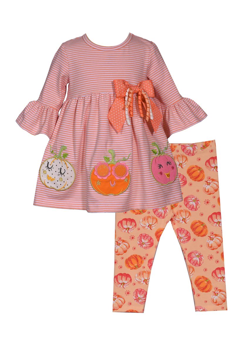 Girls 4-6x Hanging Happy Pumpkin Appliqué Top and Printed Leggings Set