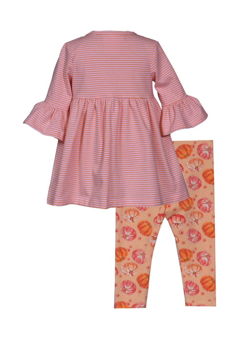 Girls 4-6x Hanging Happy Pumpkin Appliqué Top and Printed Leggings Set