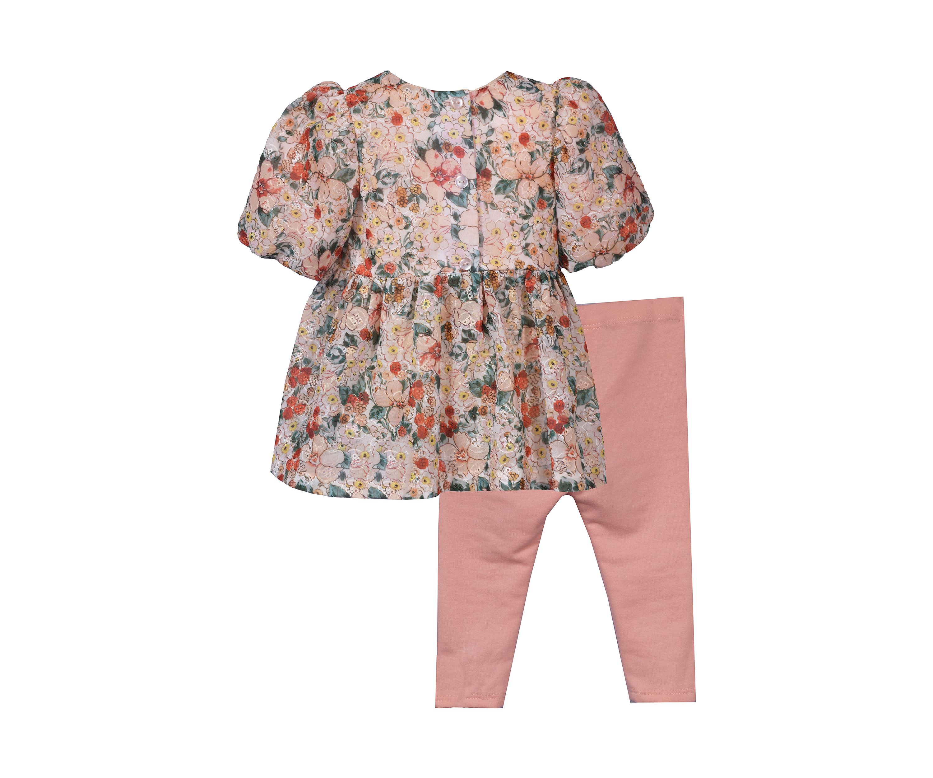 Girls 4-6x Eyelet Puff Sleeve Top and Leggings Set
