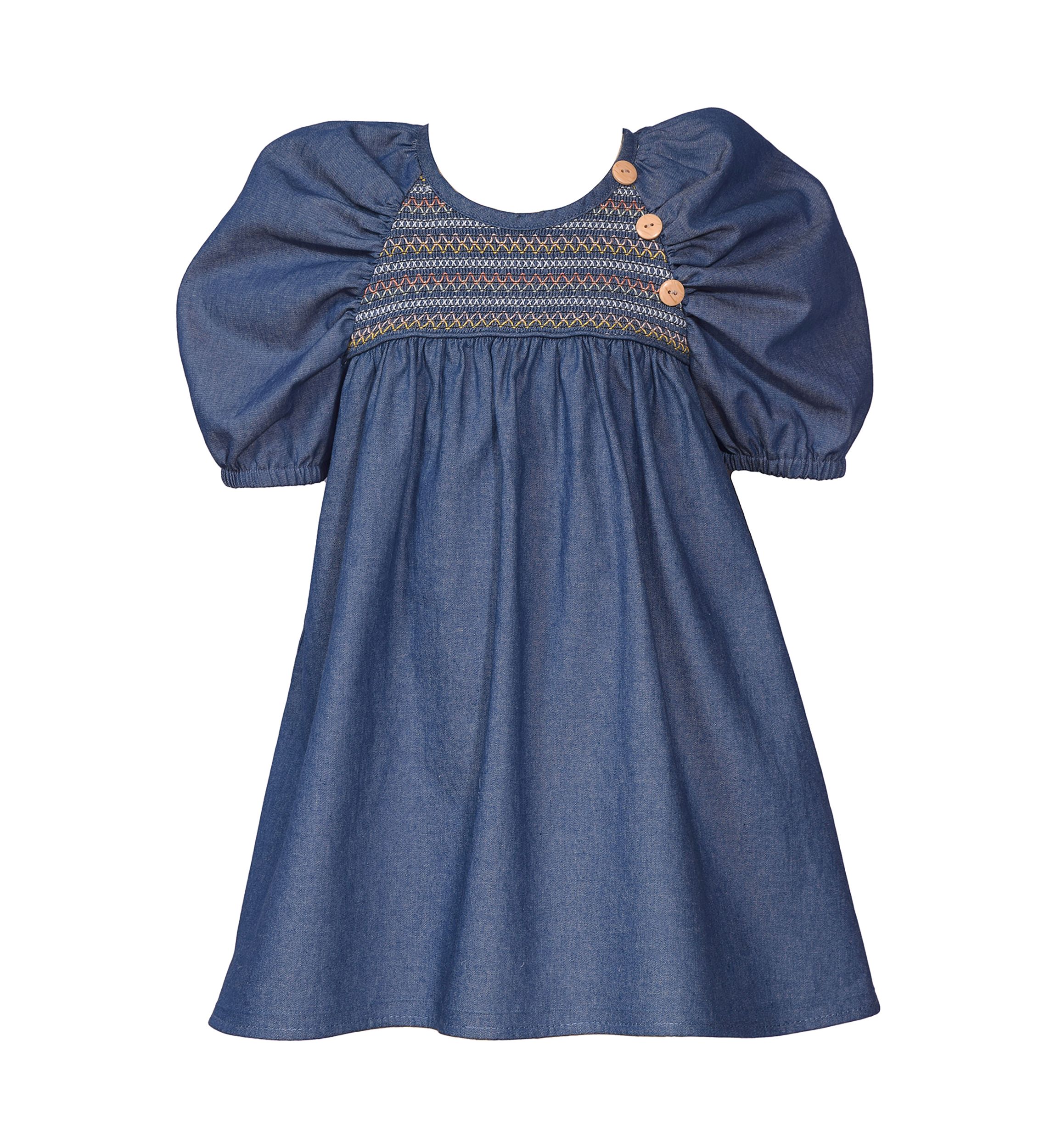 Girls 4-6x Denim Side Button Dress