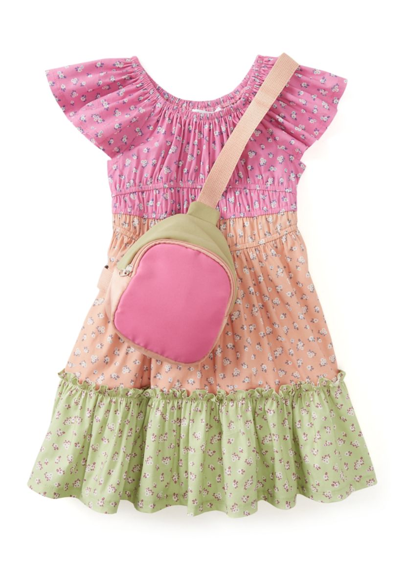 Girls 4-6x Mixed Tiered Printed Dress