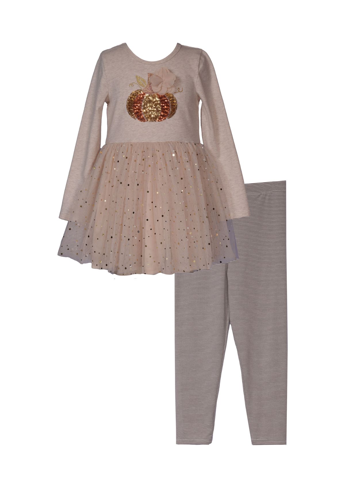 Girls 4-6x Pumpkin Glitter Appliqué Top and Leggings Set