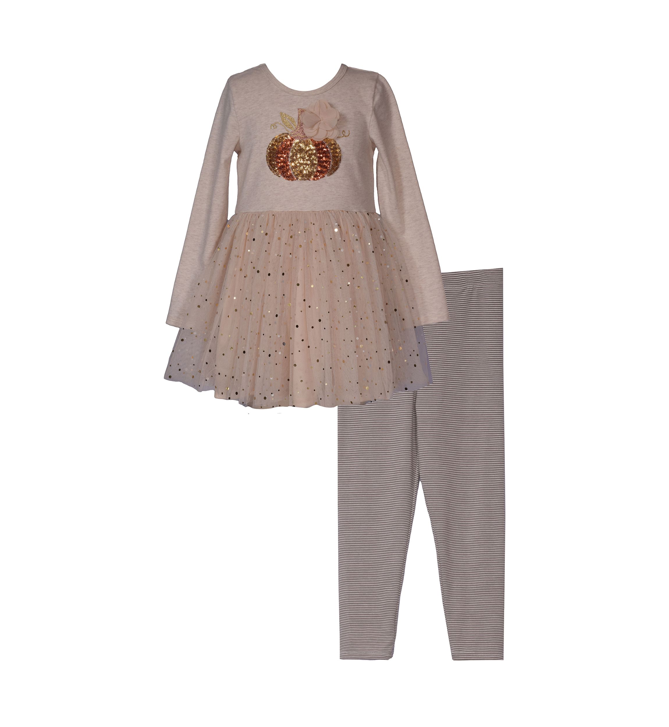 Girls 4-6x Pumpkin Glitter Appliqué Top and Leggings Set
