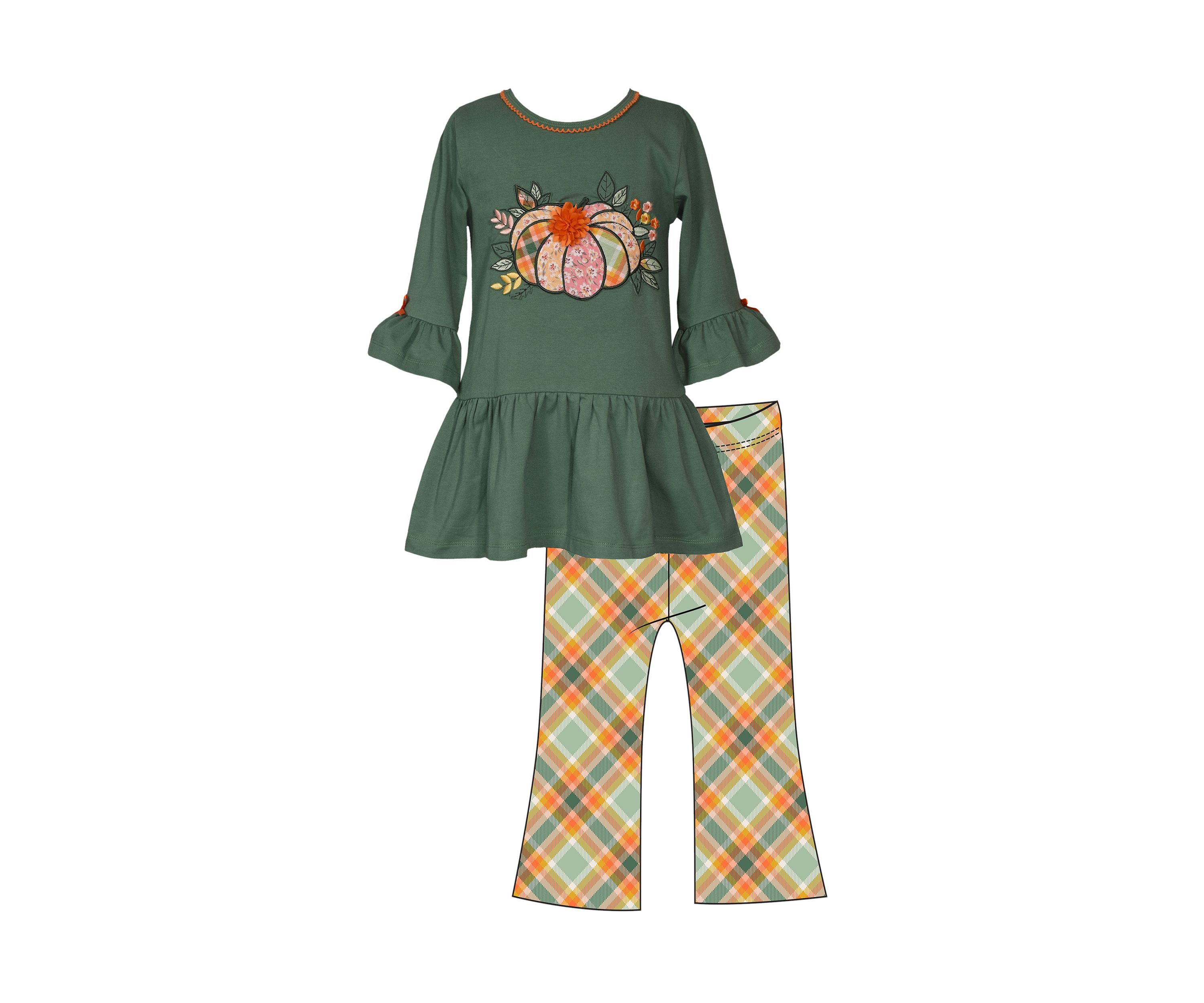 Girls 4-6x Pumpkin Appliqué Top and Printed Leggings Set