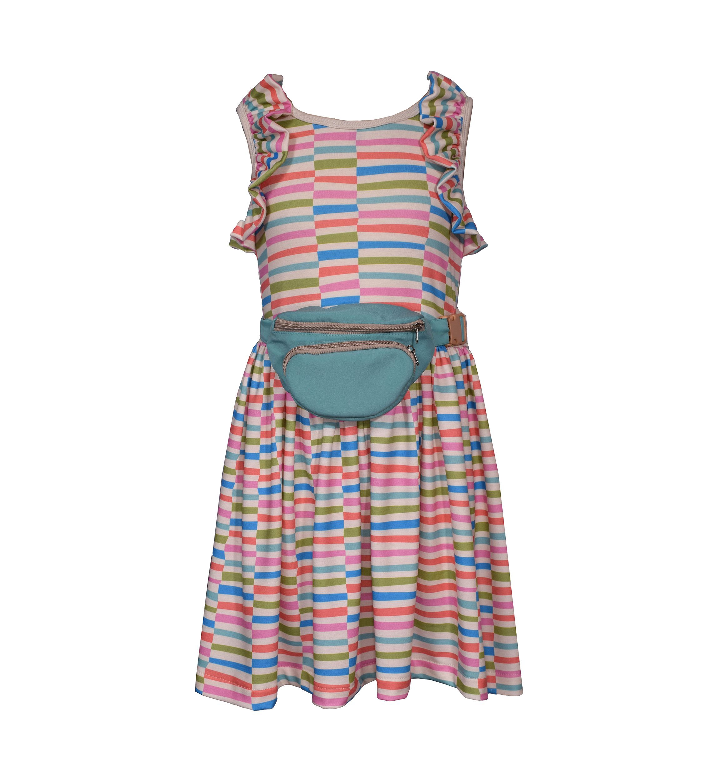 Girls 4-6x Striped Dress with Bag 