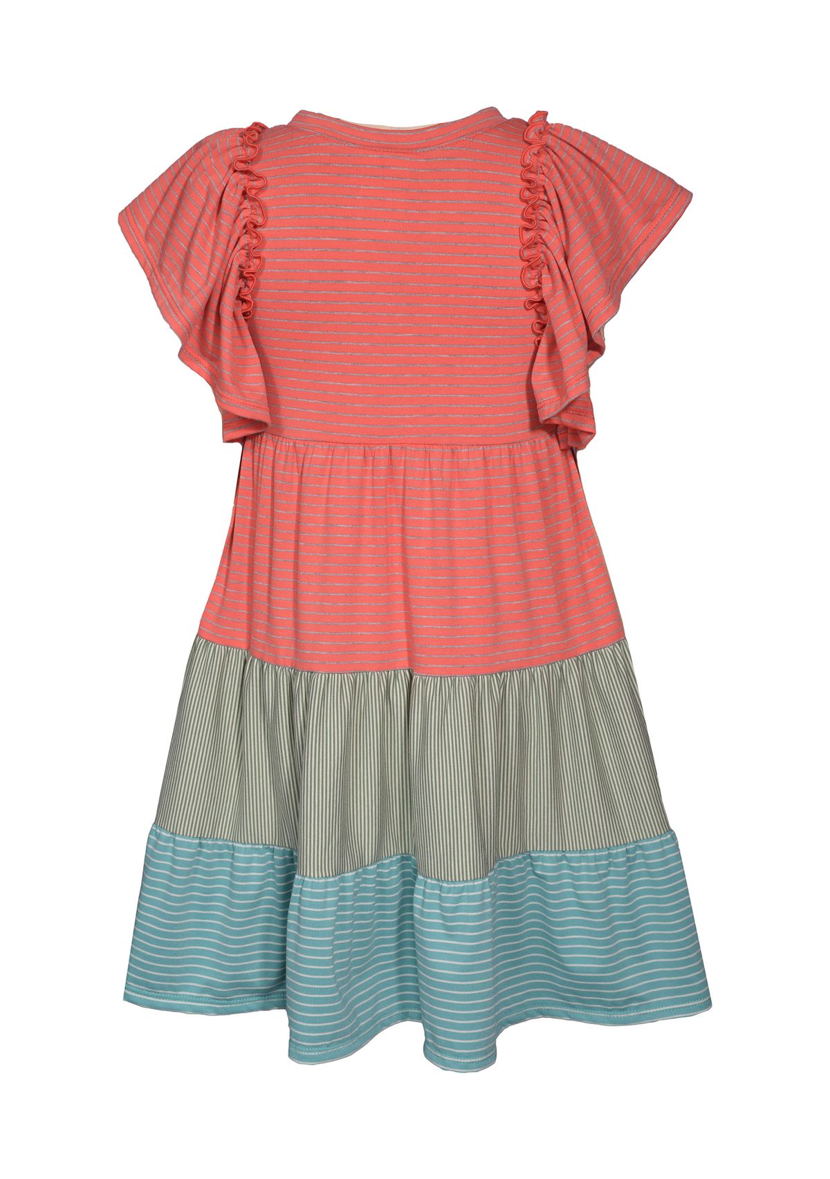 Girls 4-6x Striped Tiered Knit Dress with Necklace