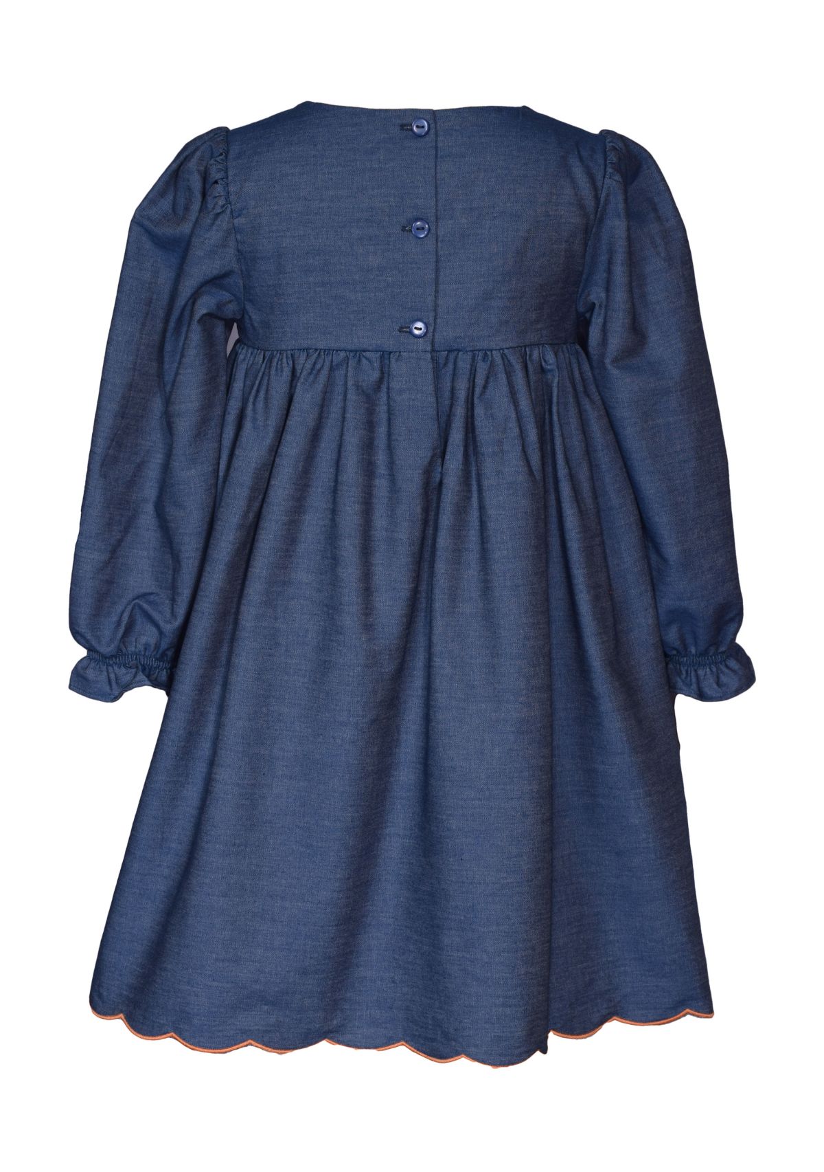 Girls 4-6x Embroidered Smocked Denim Dress