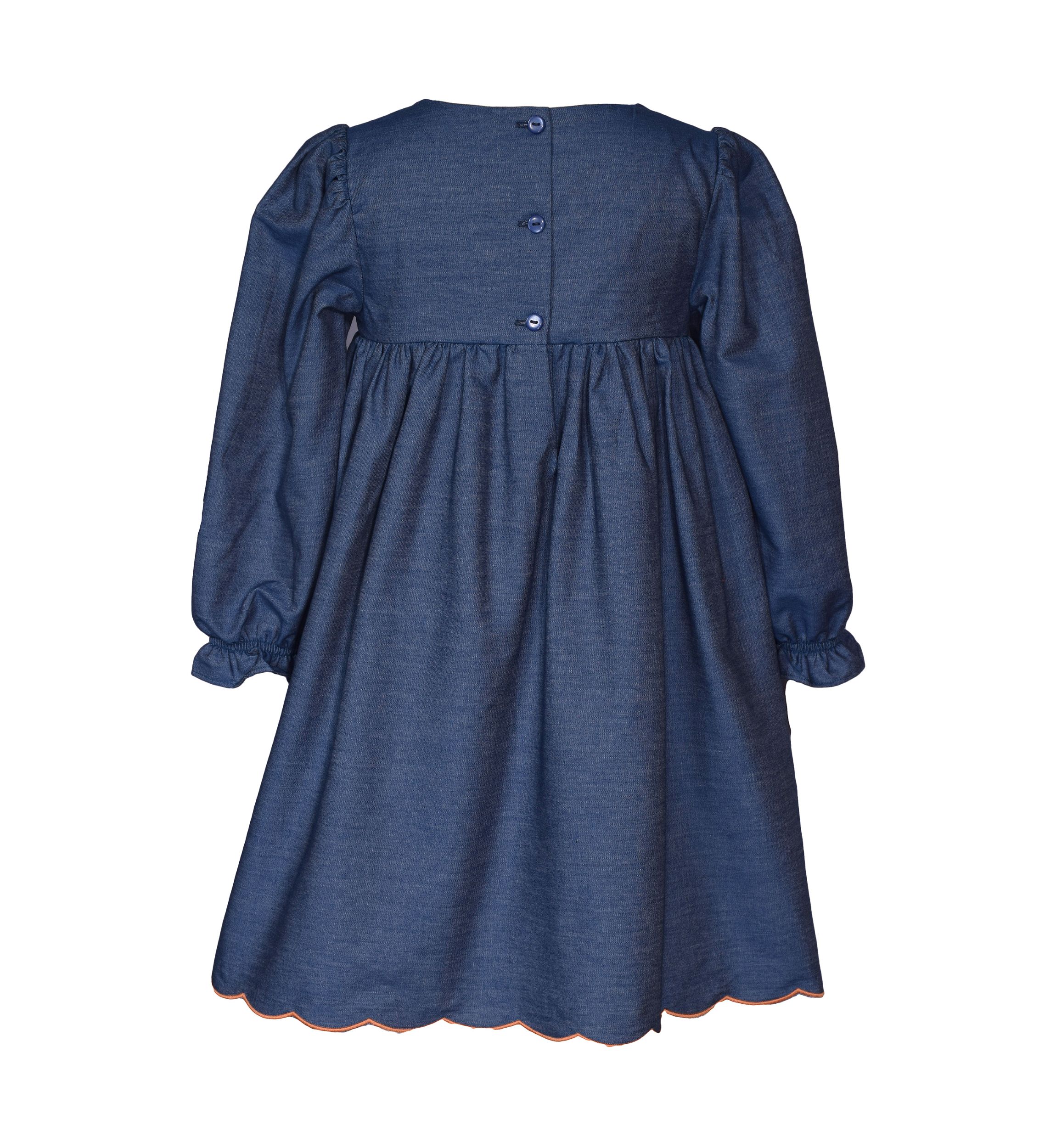 Girls 4-6x Embroidered Smocked Denim Dress