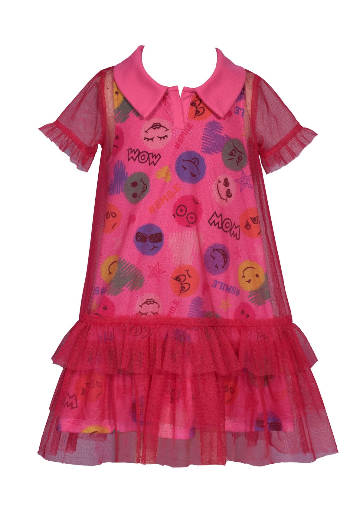 Girls 4-6x Emoji Printed Overlay Dress