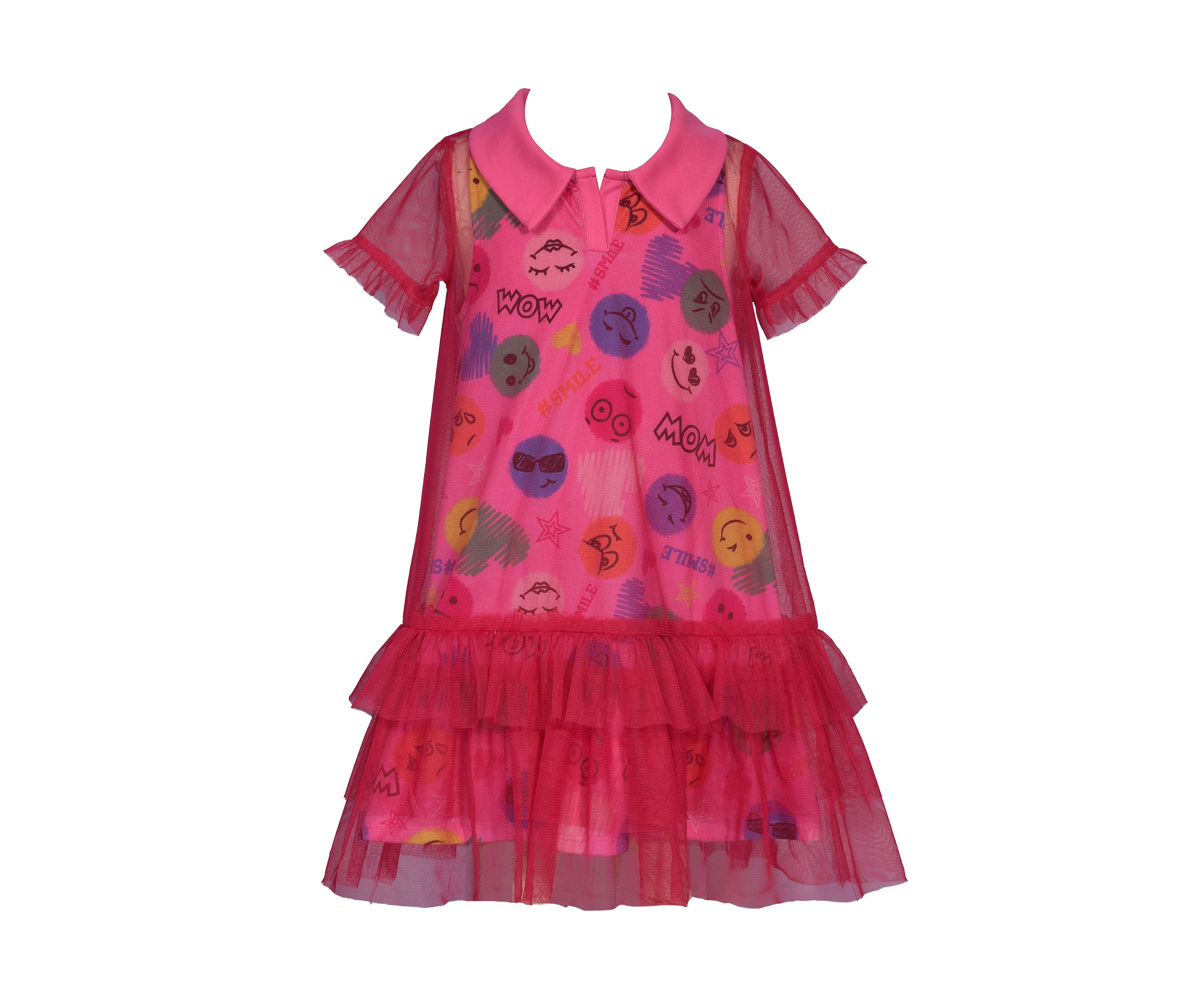 Girls 4-6x Emoji Printed Overlay Dress