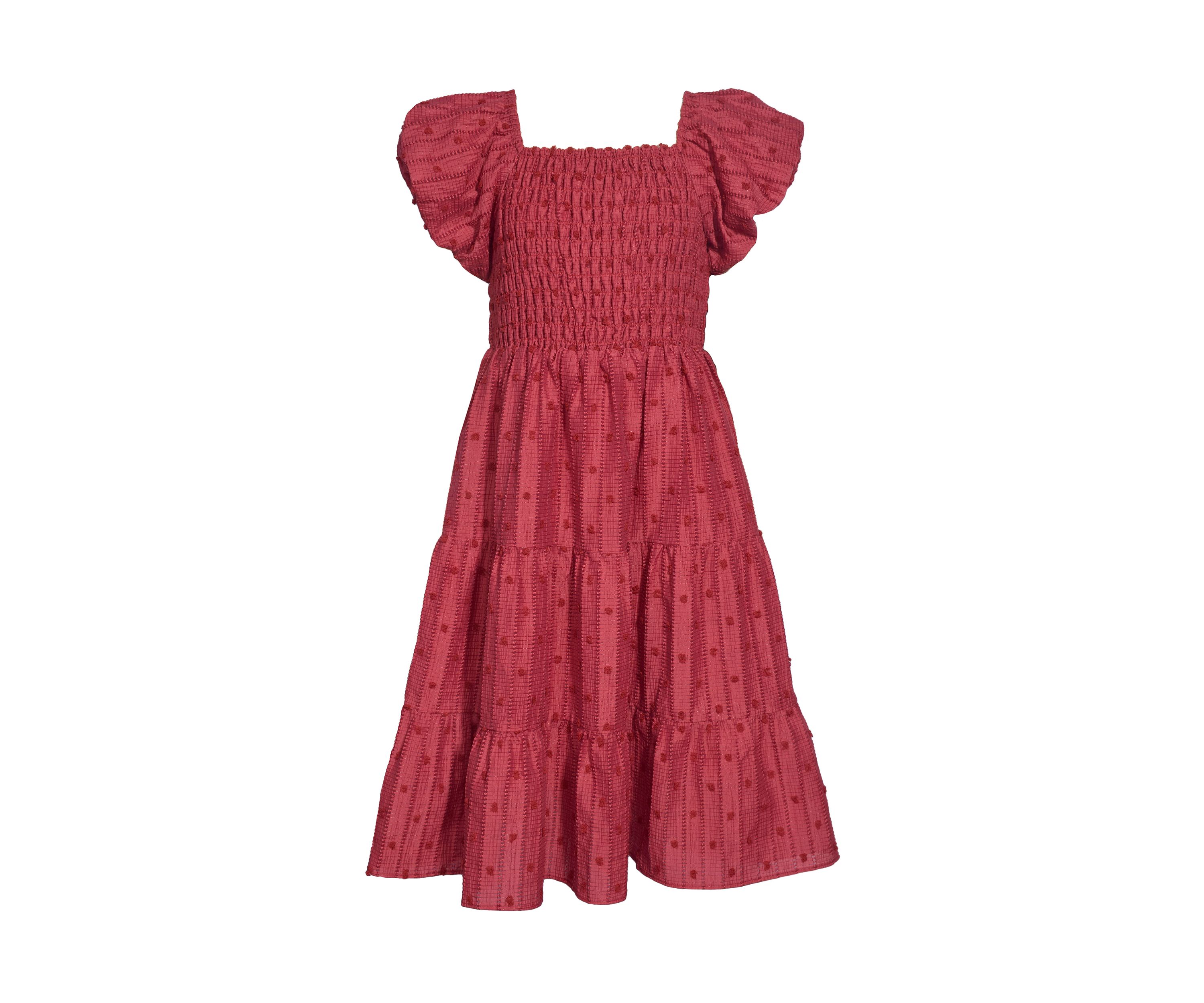 Girls 4-6x Rose Textured Smocked Dress