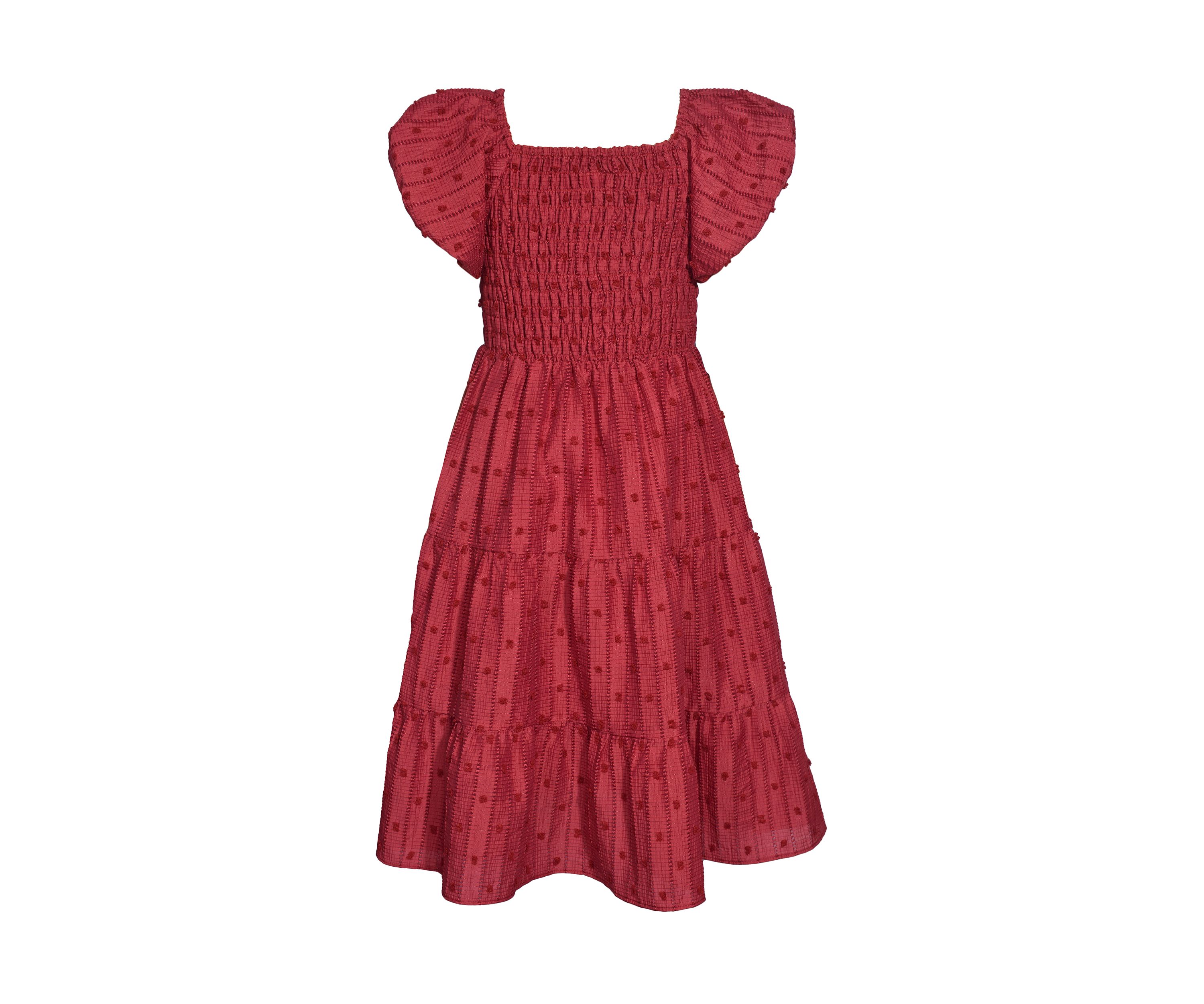 Girls 4-6x Rose Textured Smocked Dress