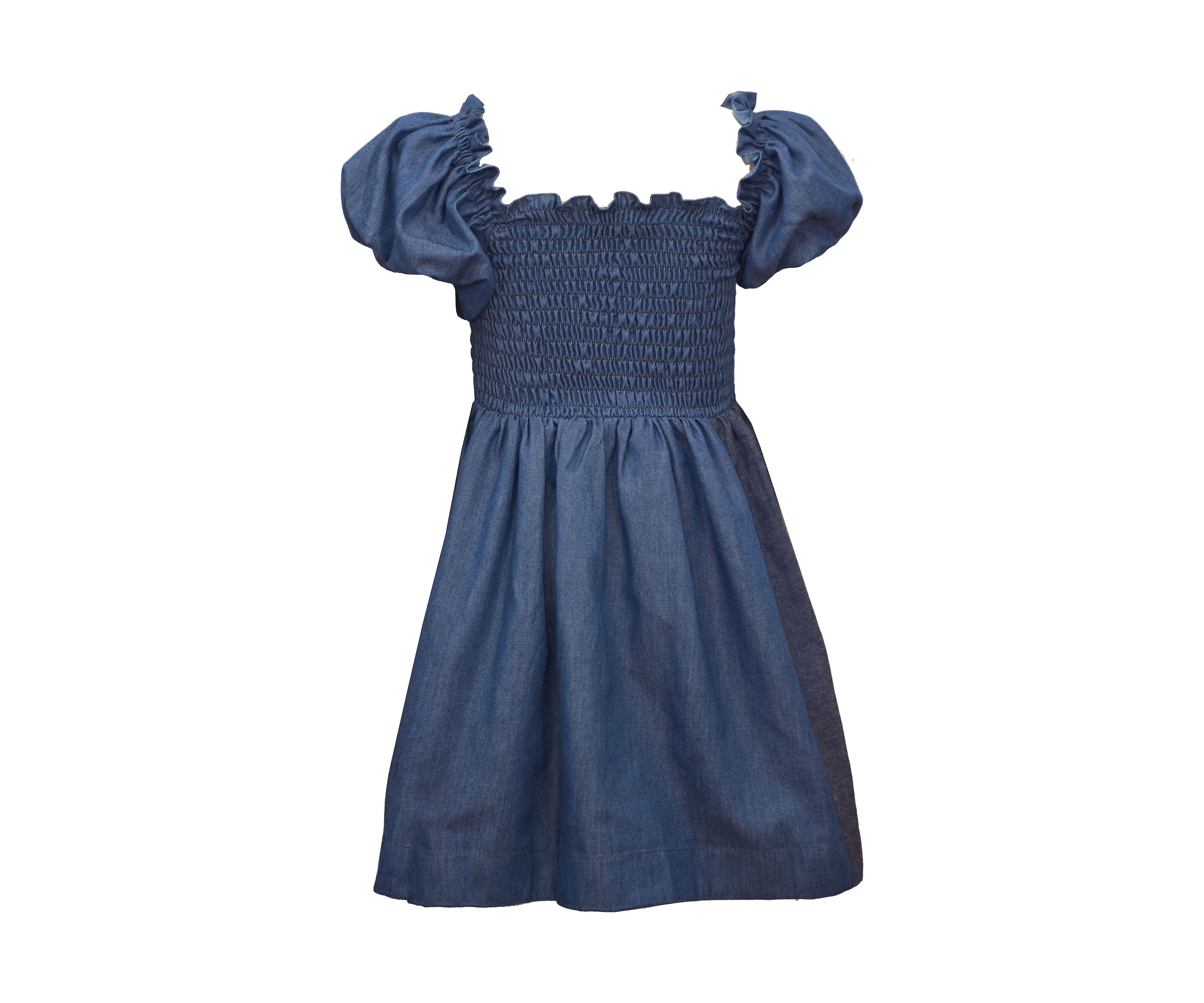 Girls 7-16 Puff Sleeve Smocked Dress
