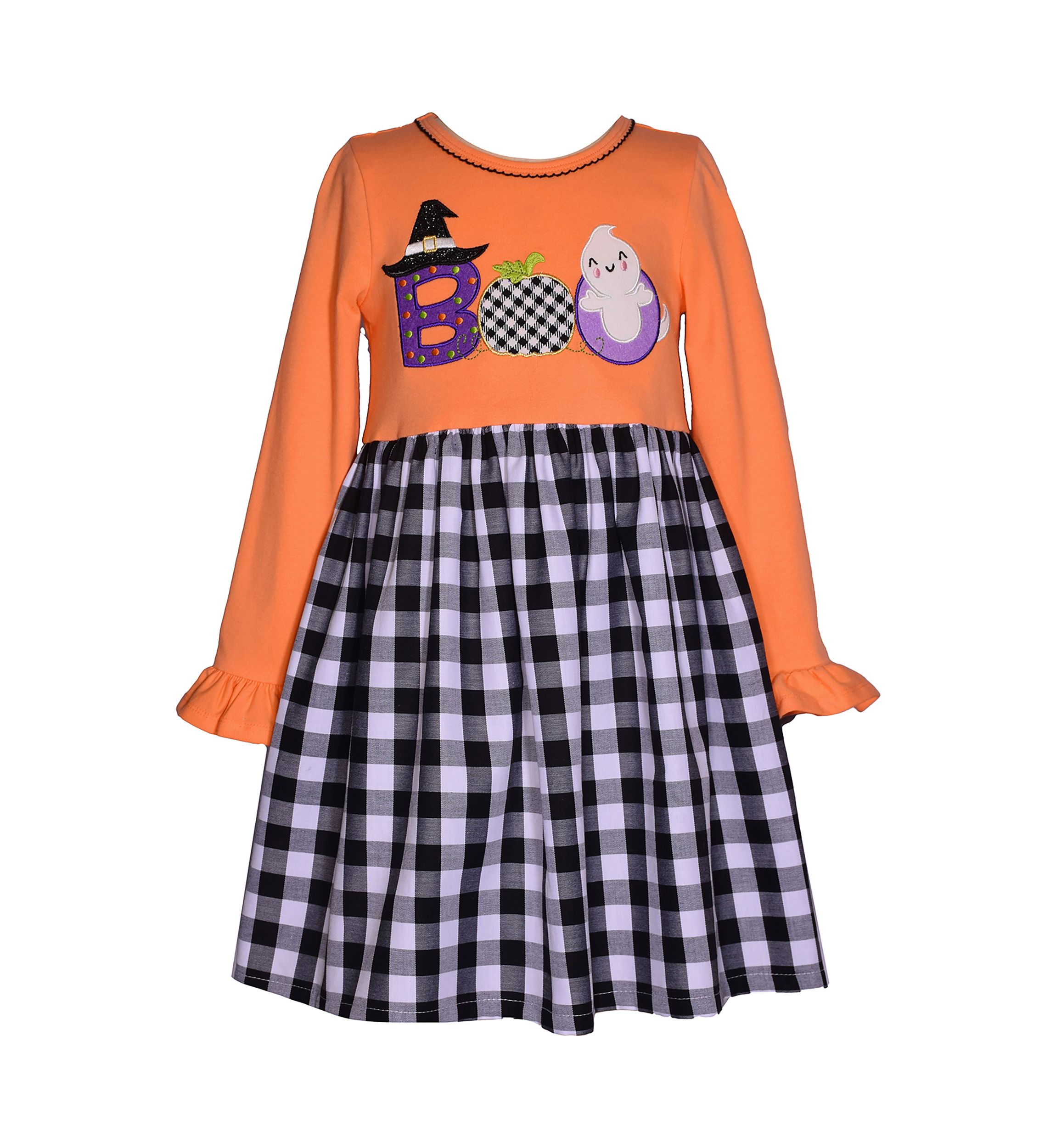 Girls 7-16 Boo Halloween Appliqué Dress