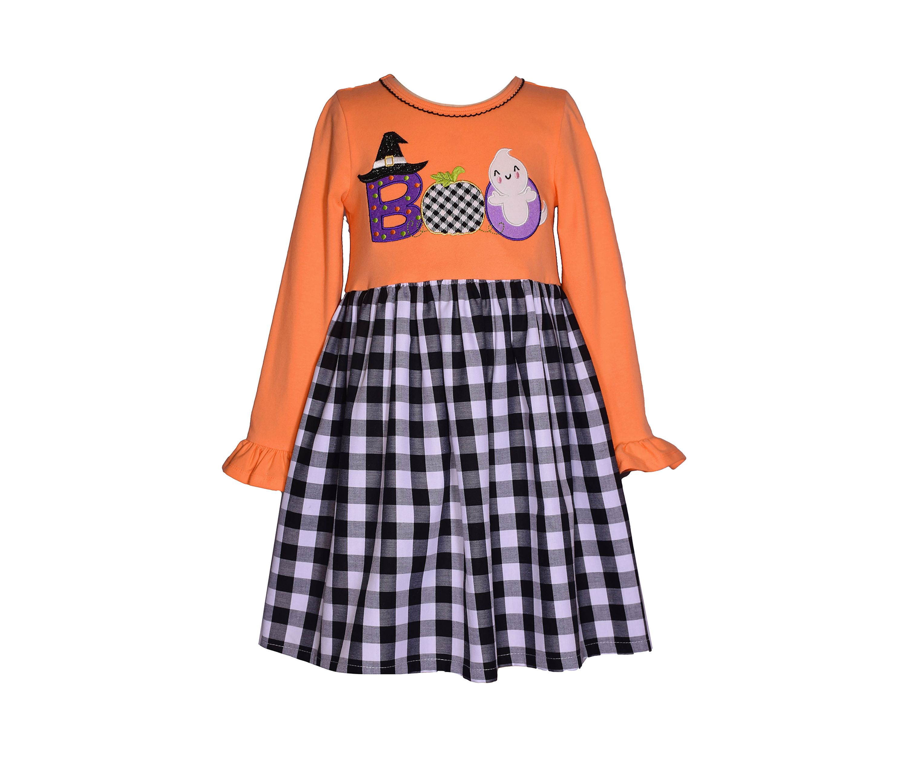 Girls 7-16 Boo Halloween Appliqué Dress