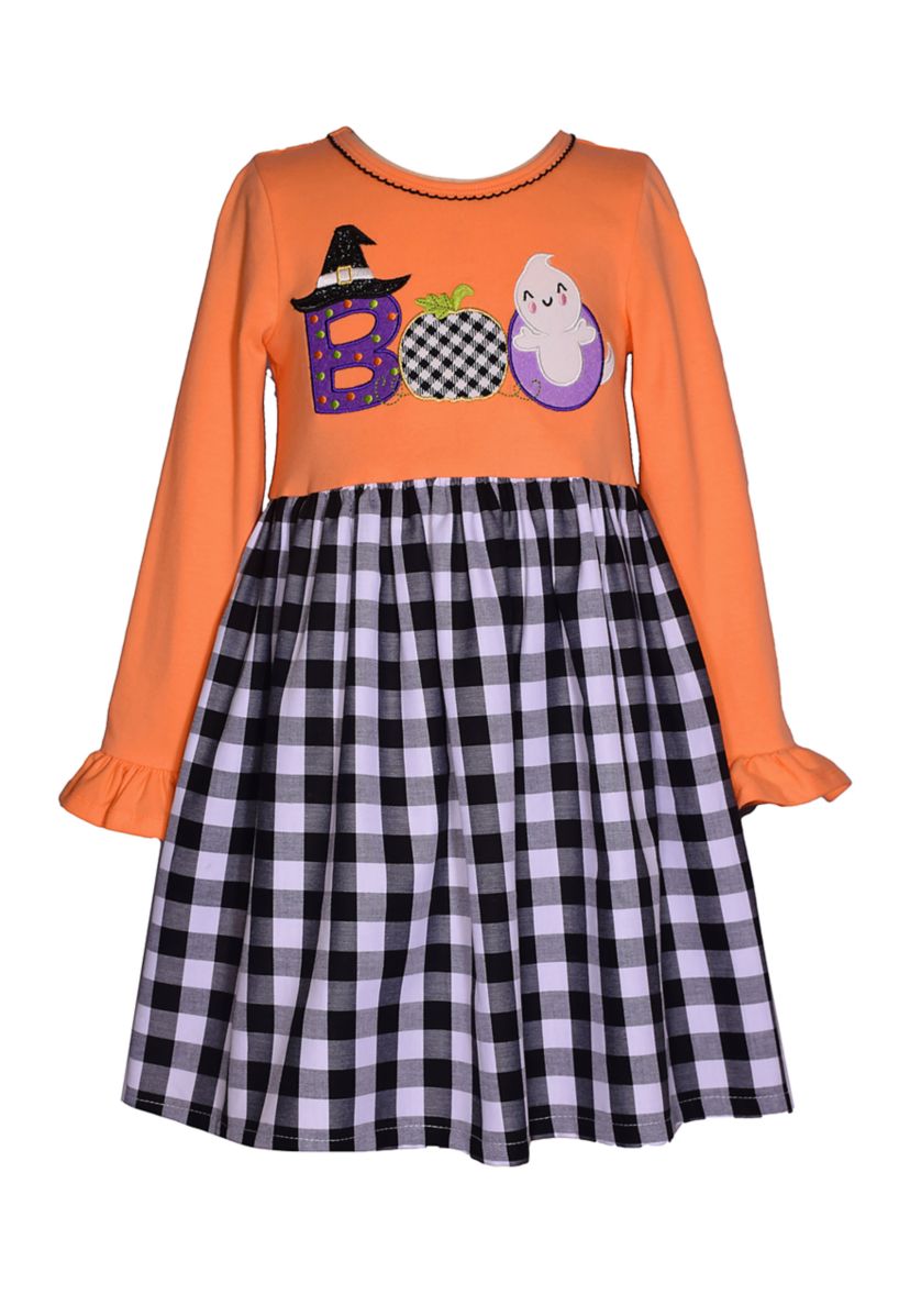 Girls 7-16 Boo Halloween Appliqué Dress