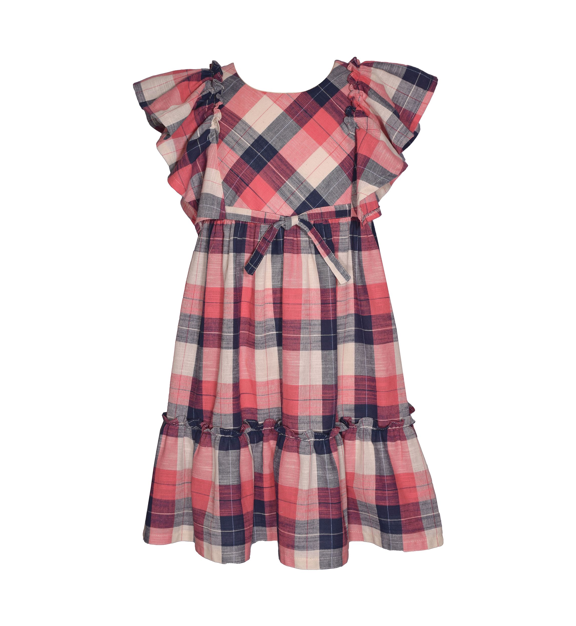 Girls 7-16 Plaid Dress with Empire Waist