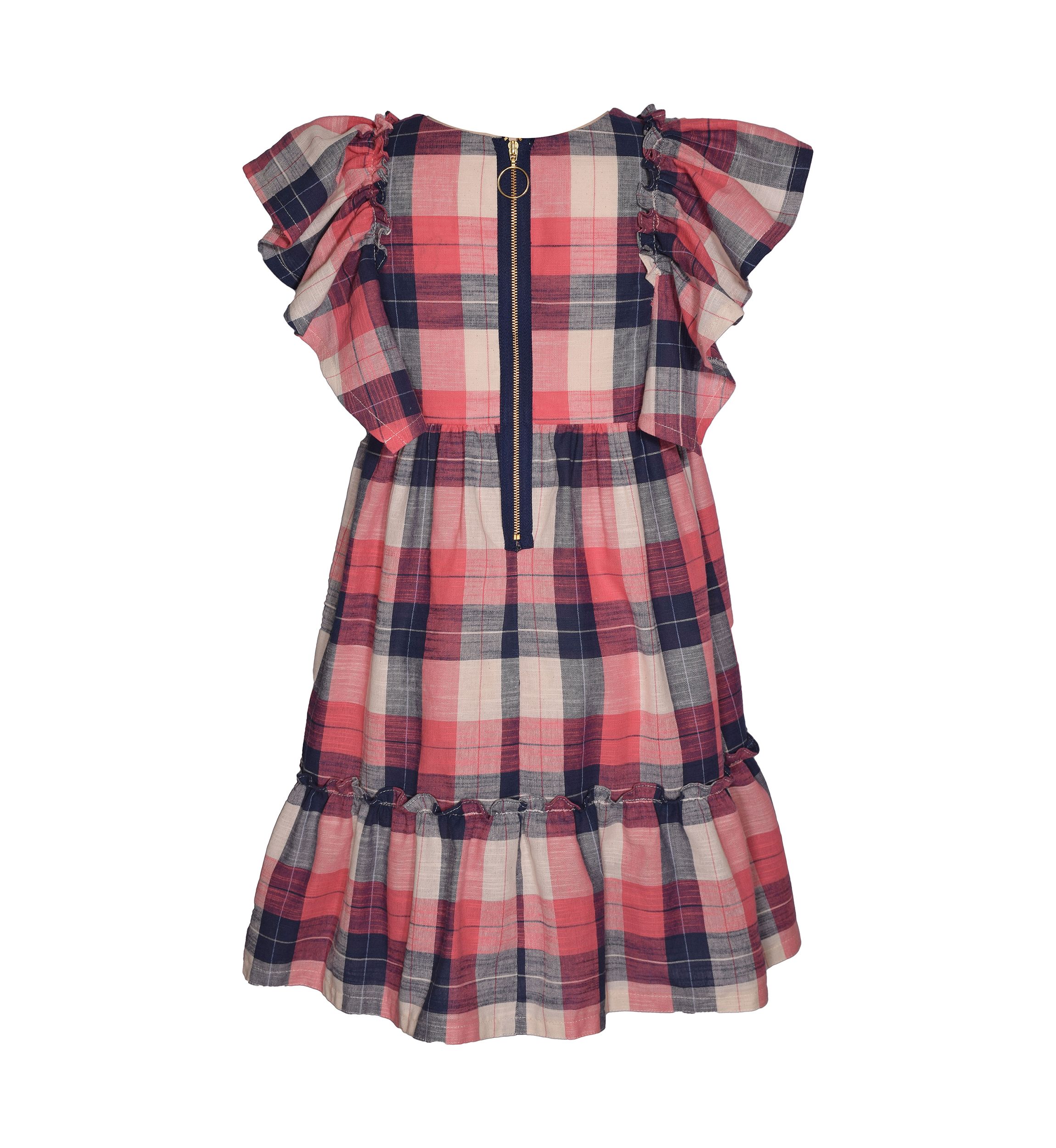 Girls 7-16 Plaid Dress with Empire Waist