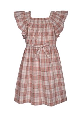 Bonnie Jean Girls 7-16 Flutter Sleeve Plaid Dress, 8