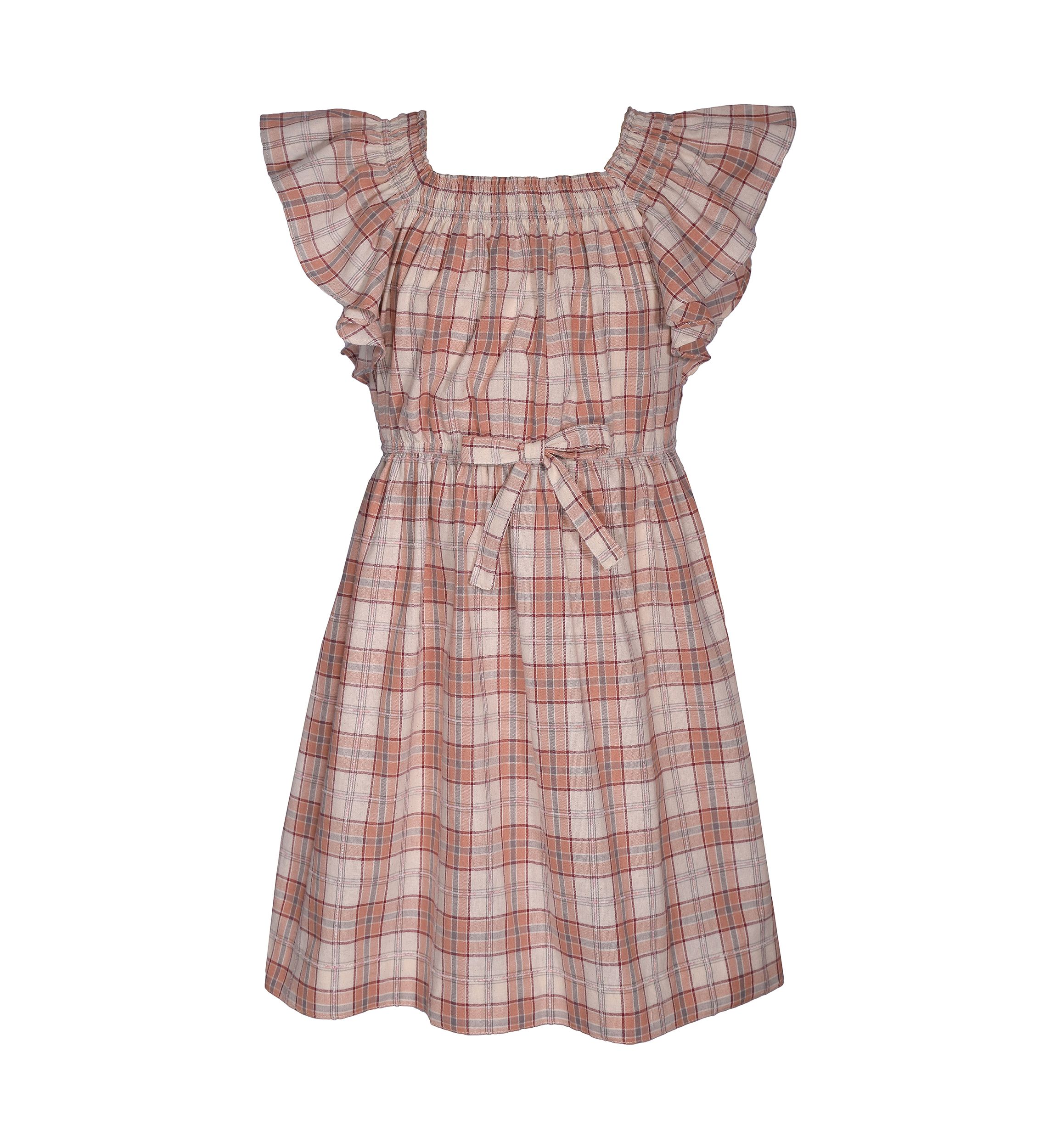 Girls 7-16 Flutter Sleeve Plaid Dress