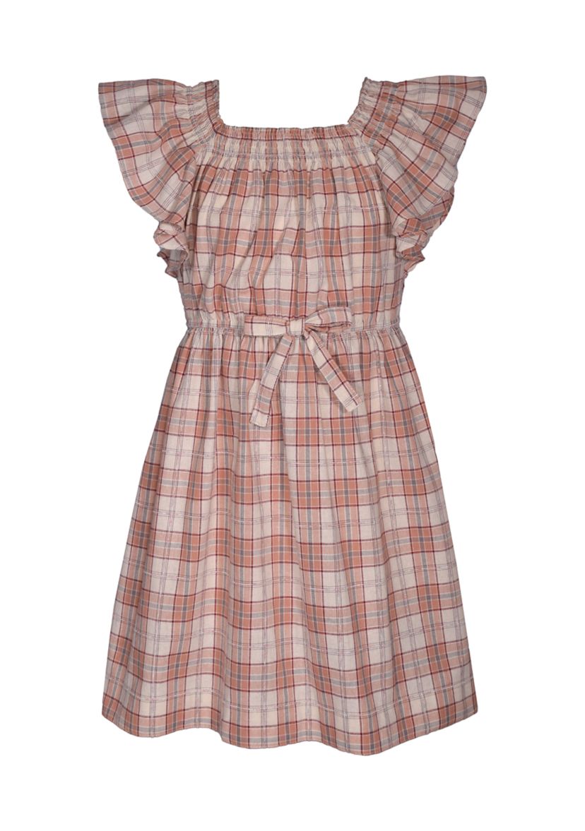 Girls 7-16 Flutter Sleeve Plaid Dress