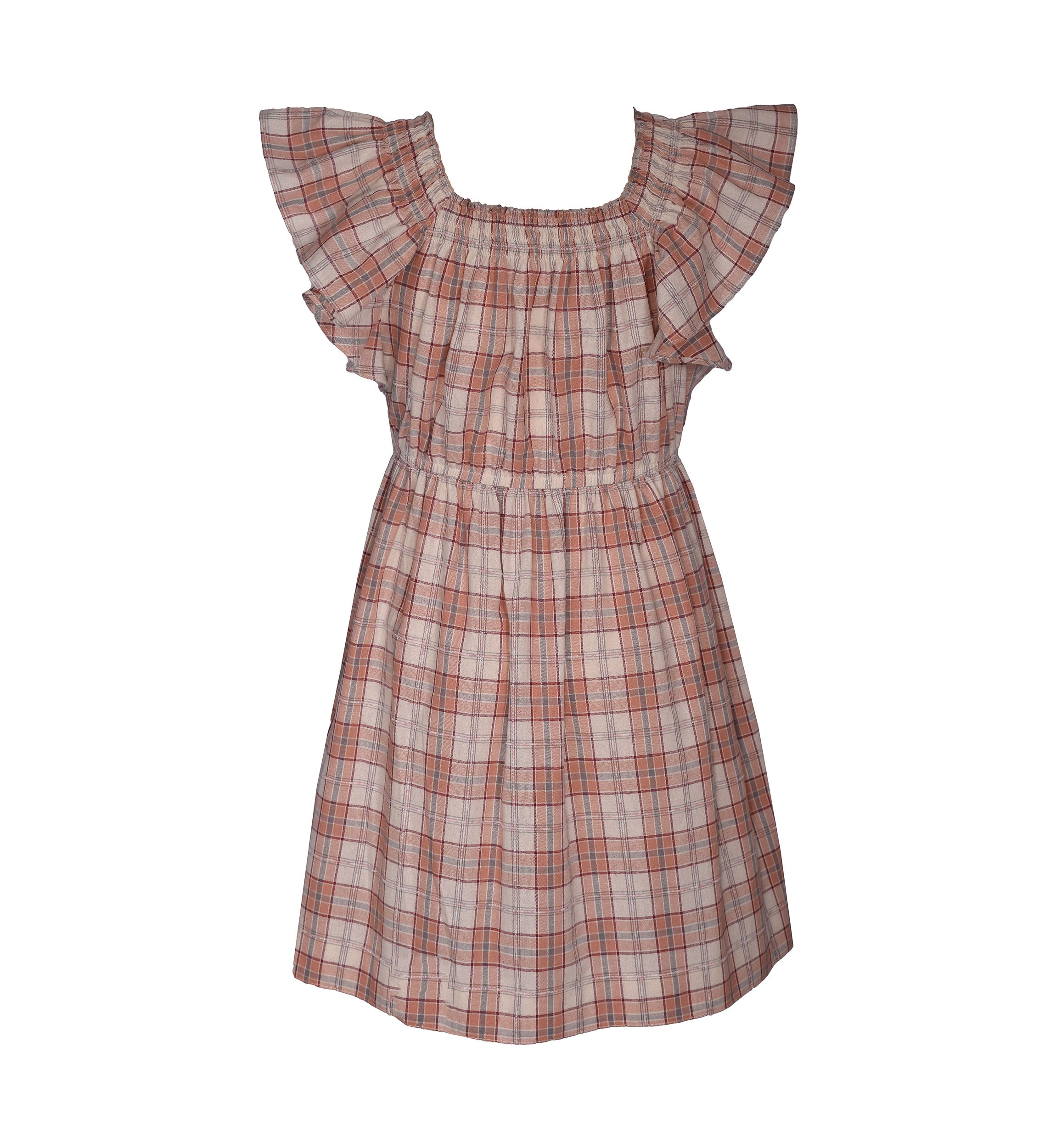 Girls 7-16 Flutter Sleeve Plaid Dress