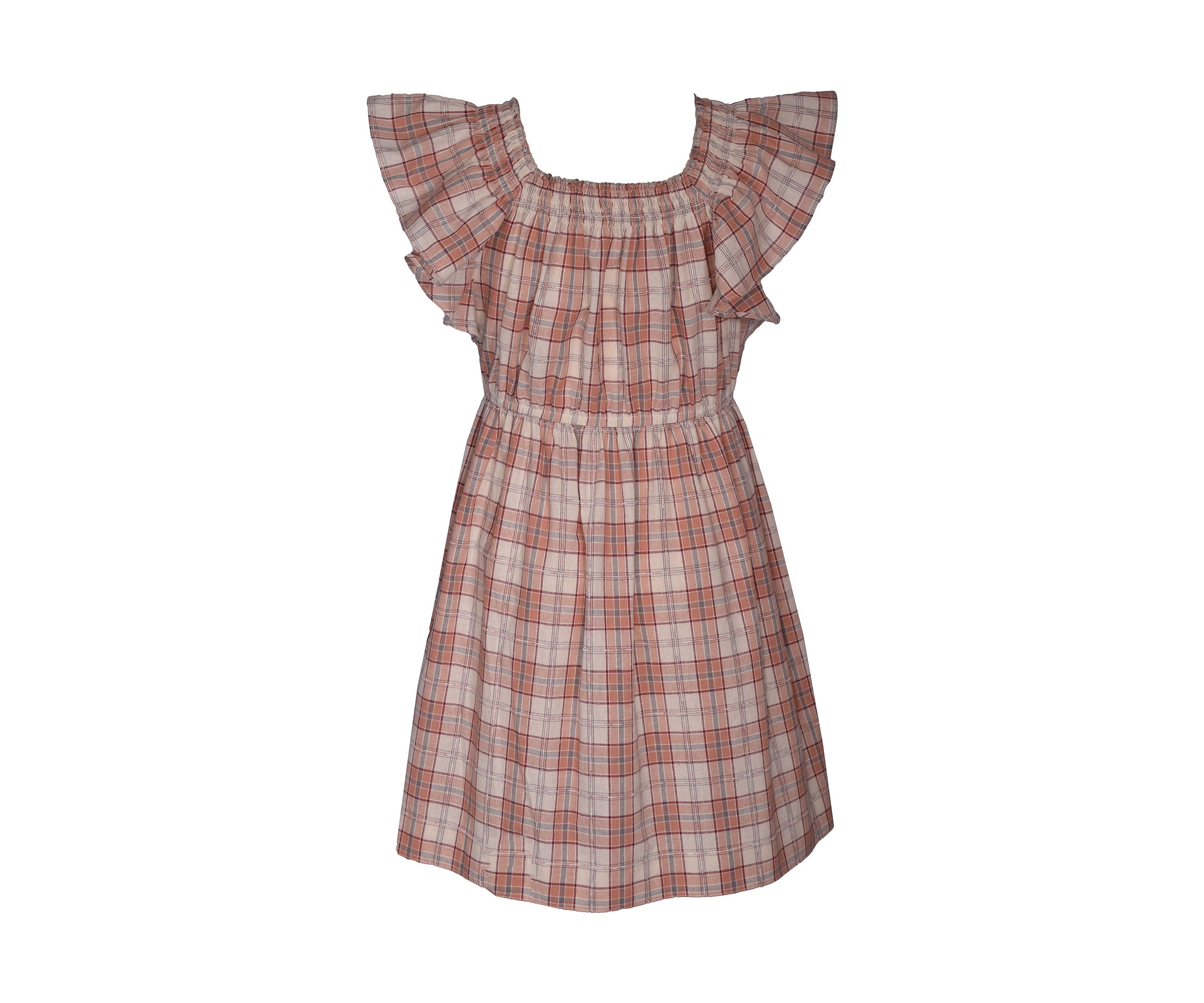 Girls 7-16 Flutter Sleeve Plaid Dress
