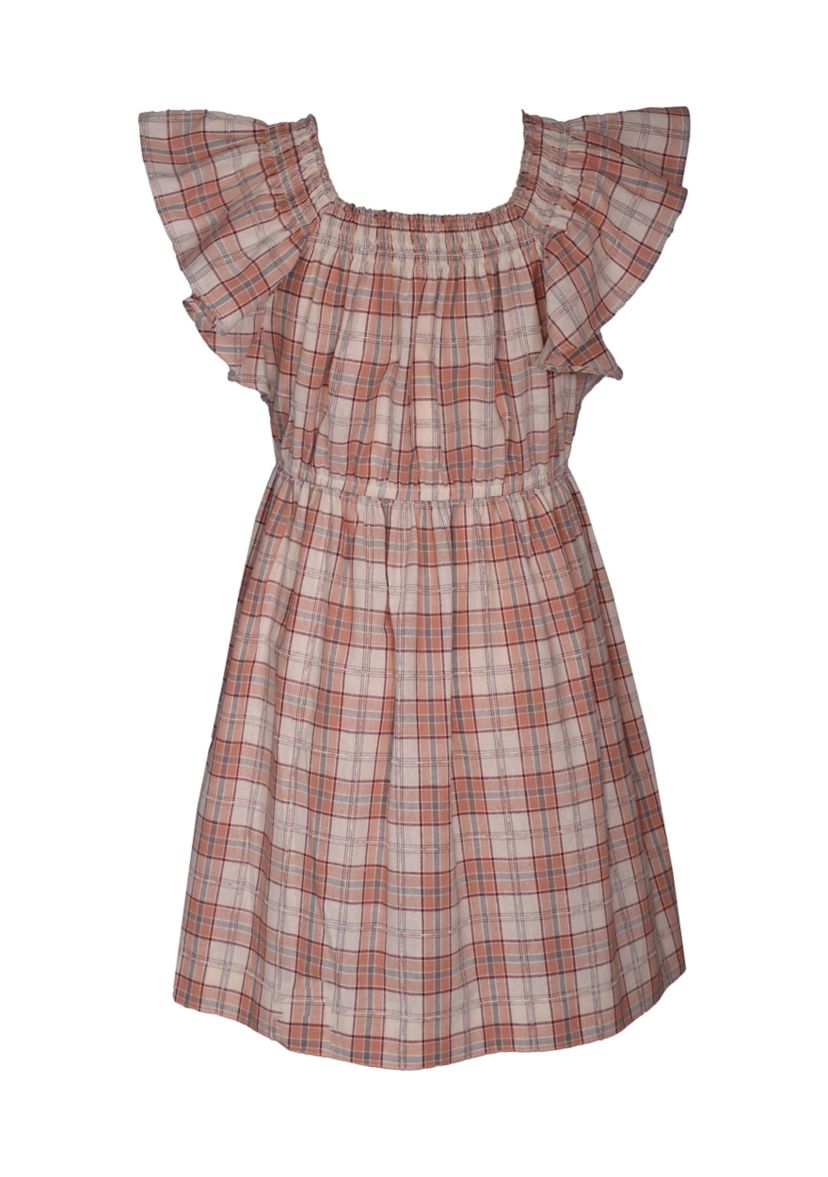 Girls 7-16 Flutter Sleeve Plaid Dress