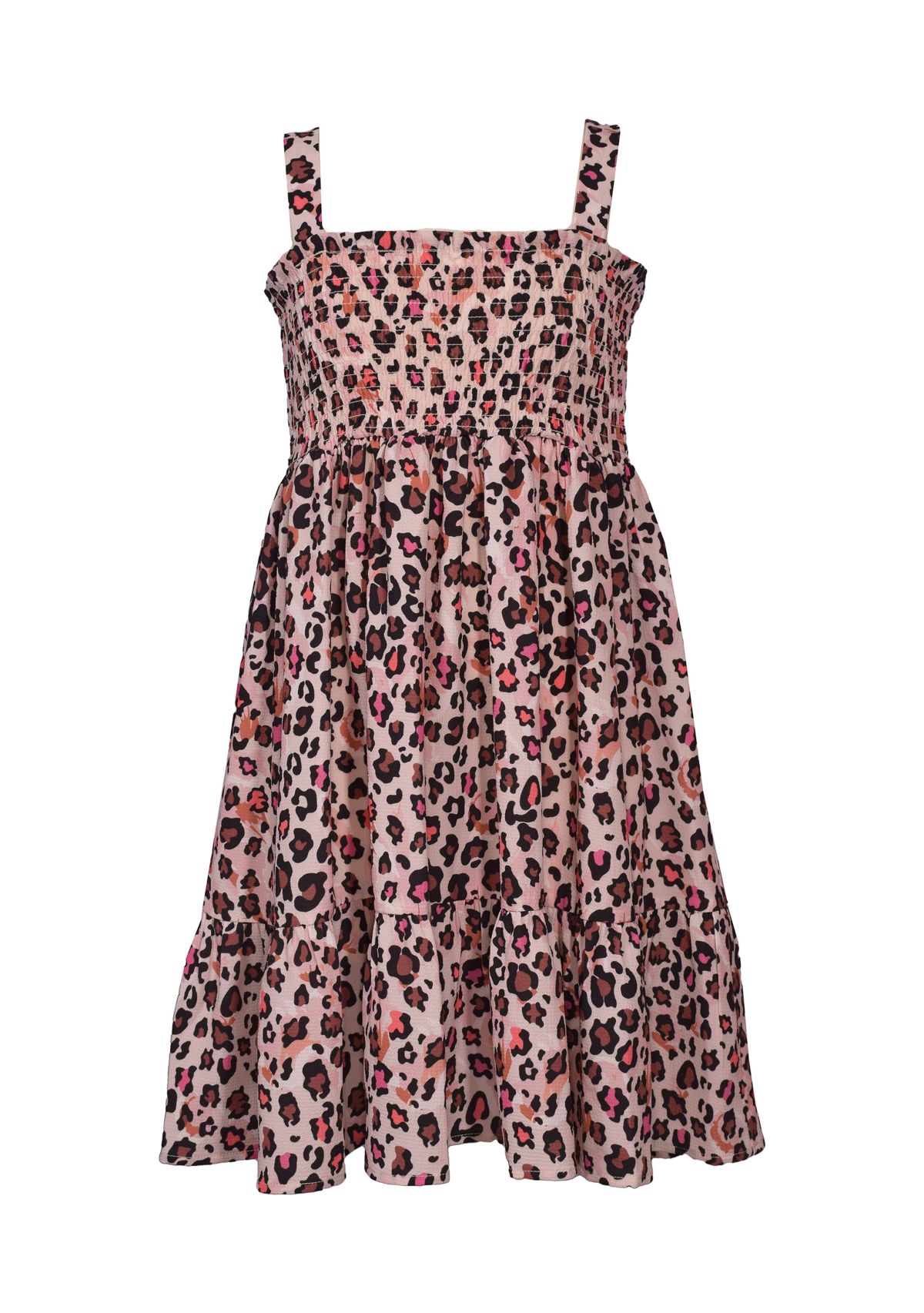 Girls 7-16 Animal Print Dress with Black Denim Vest