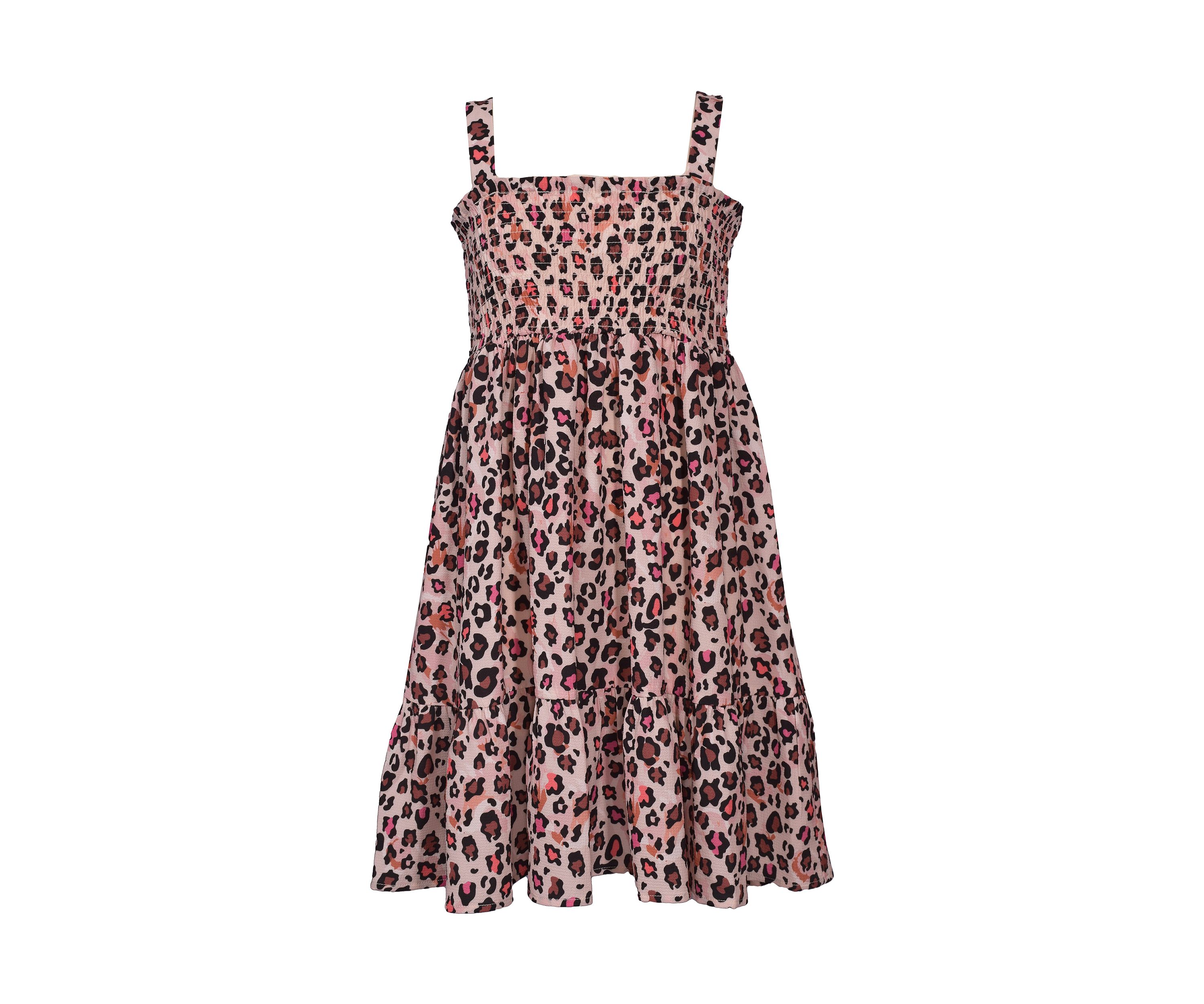 Girls 7-16 Animal Print Dress with Black Denim Vest