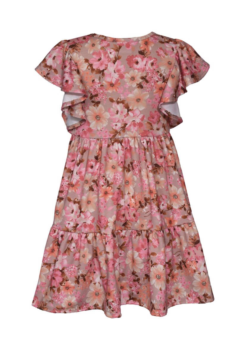 Girls 7-16 Knit Floral Dress with Hair Ties