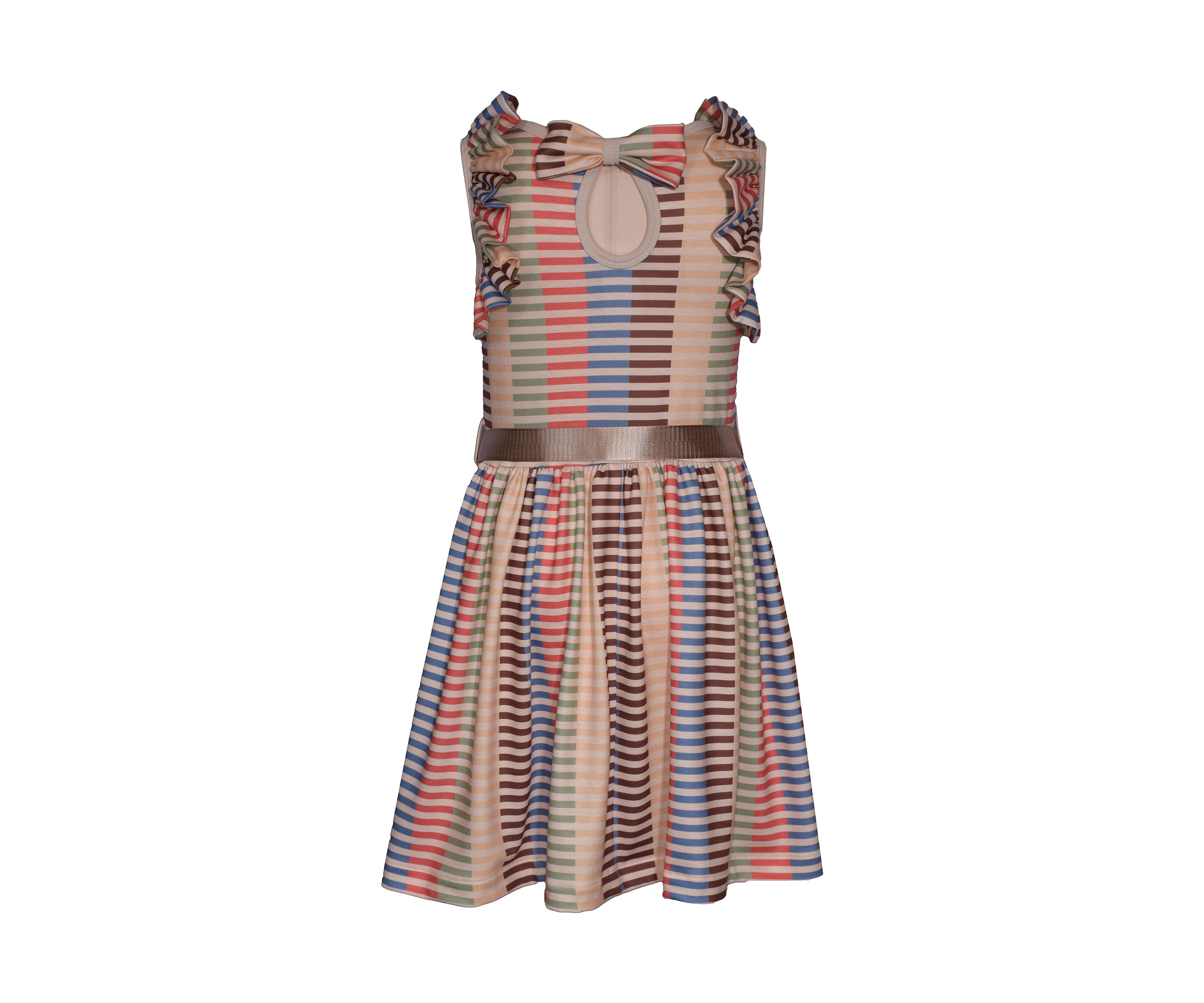Girls 7-16 Striped Ruffle Dress and Bag Set