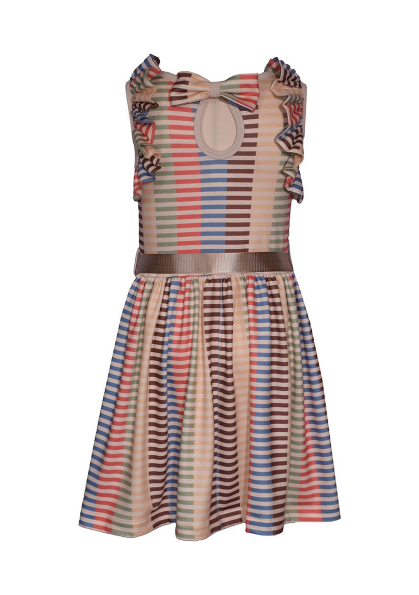 Girls 7-16 Striped Ruffle Dress and Bag Set