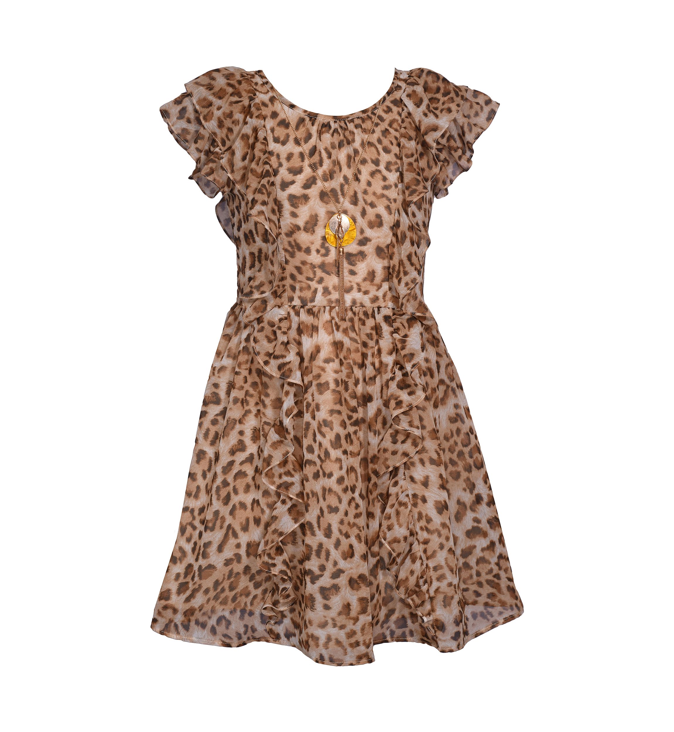 Girls 7-16 Animal Printed Chiffon Dress