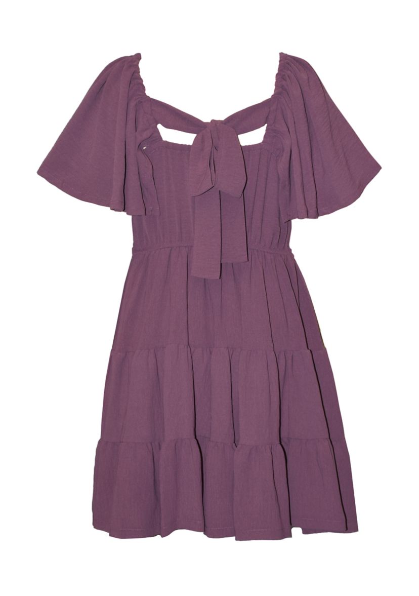 Girls 7-16 Tiered Tie Back Dress
