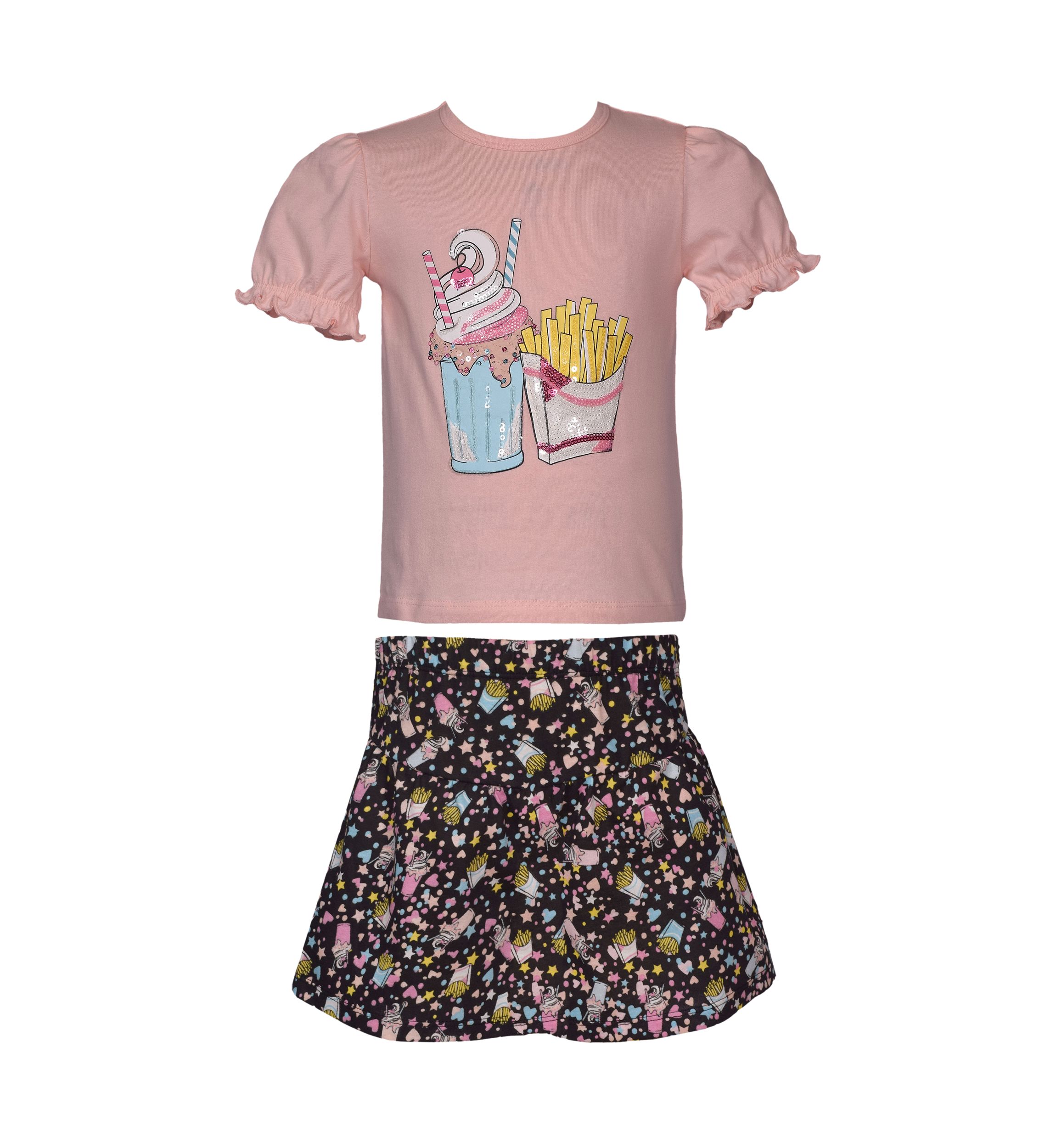 Girls 7-16 Foodie Graphic T-Shirt and Printed Skort Set