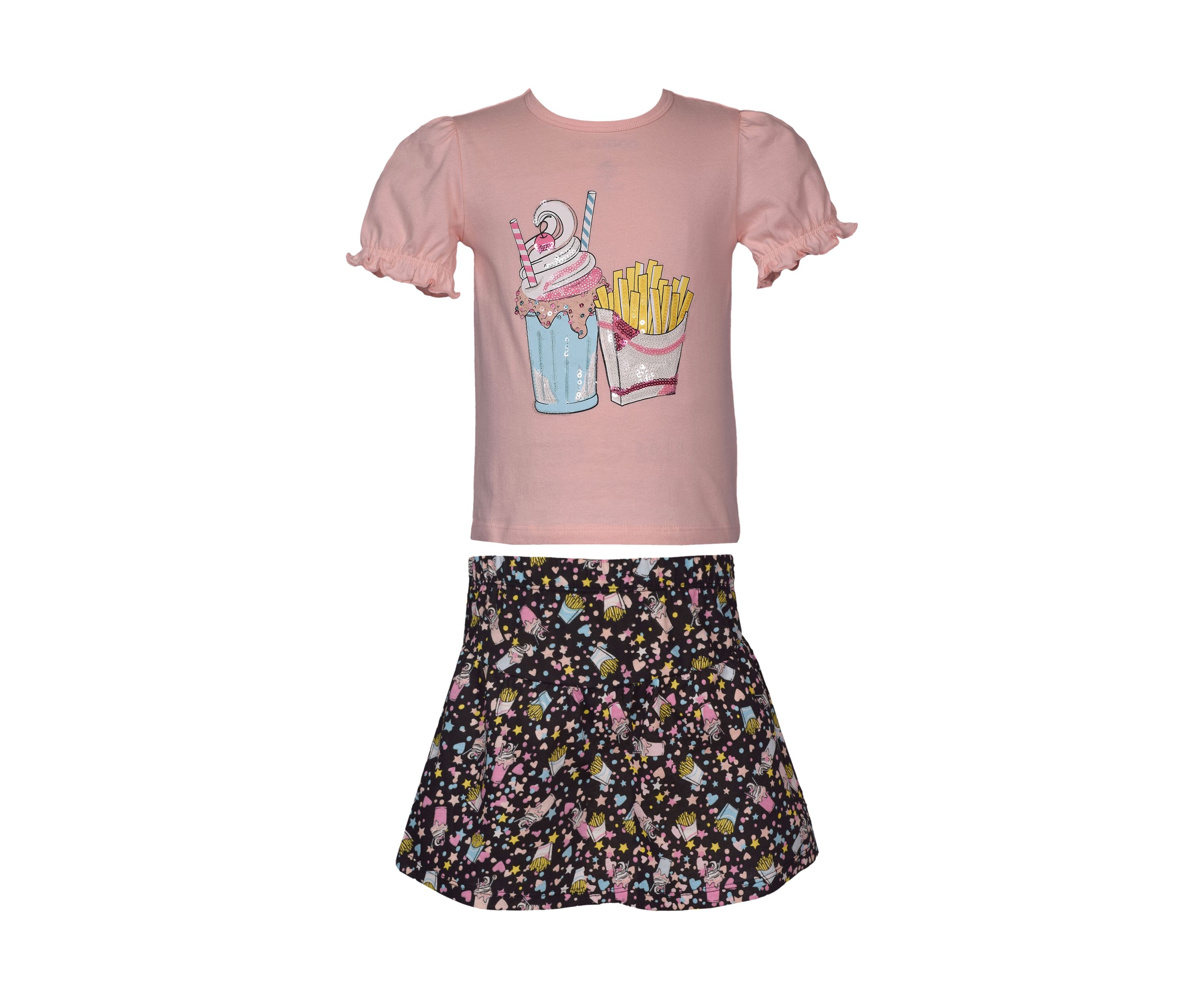 Girls 7-16 Foodie Graphic T-Shirt and Printed Skort Set