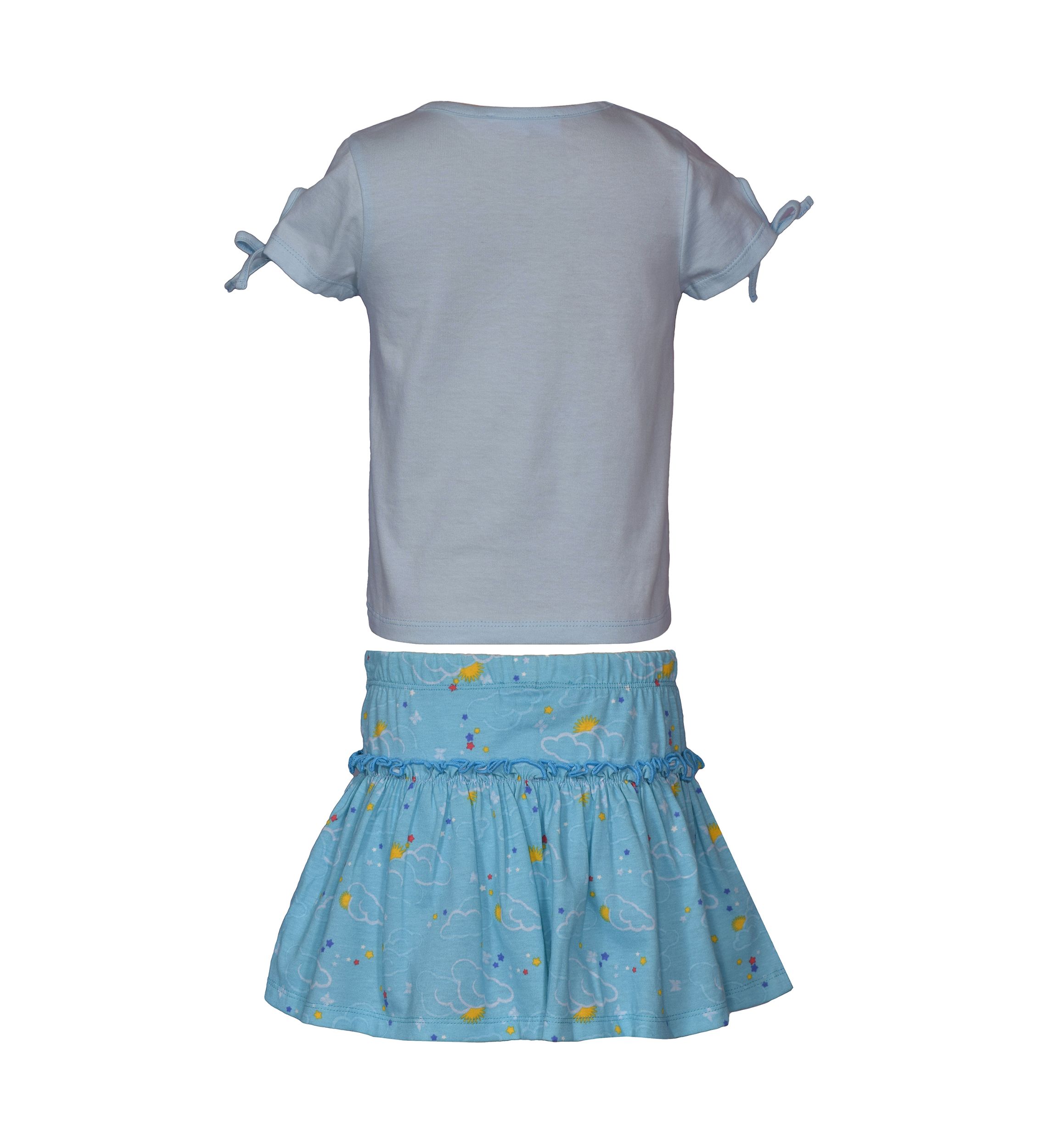 Girls 7-16 Clouds Graphic Top and Printed Skort Set
