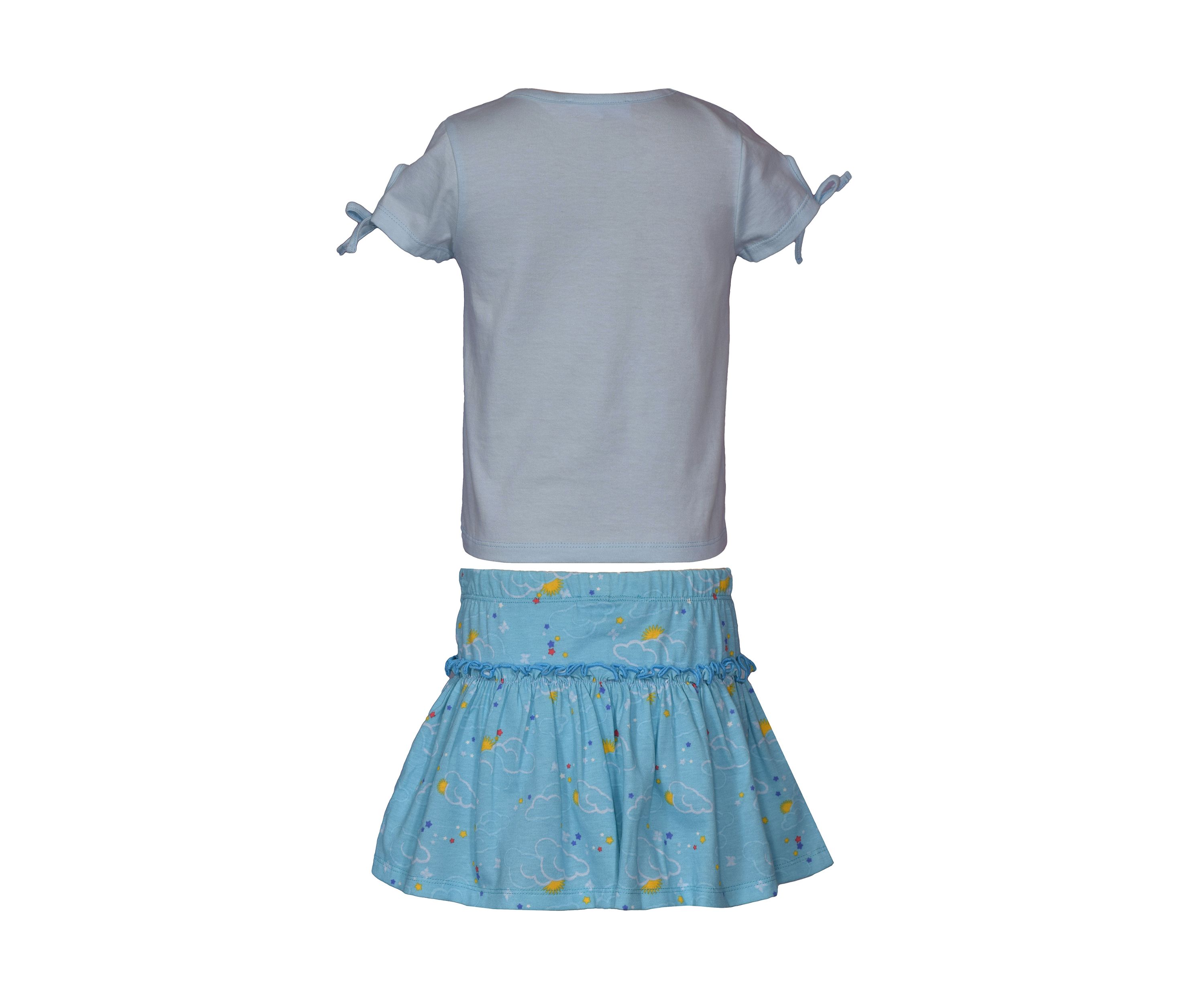 Girls 7-16 Clouds Graphic Top and Printed Skort Set