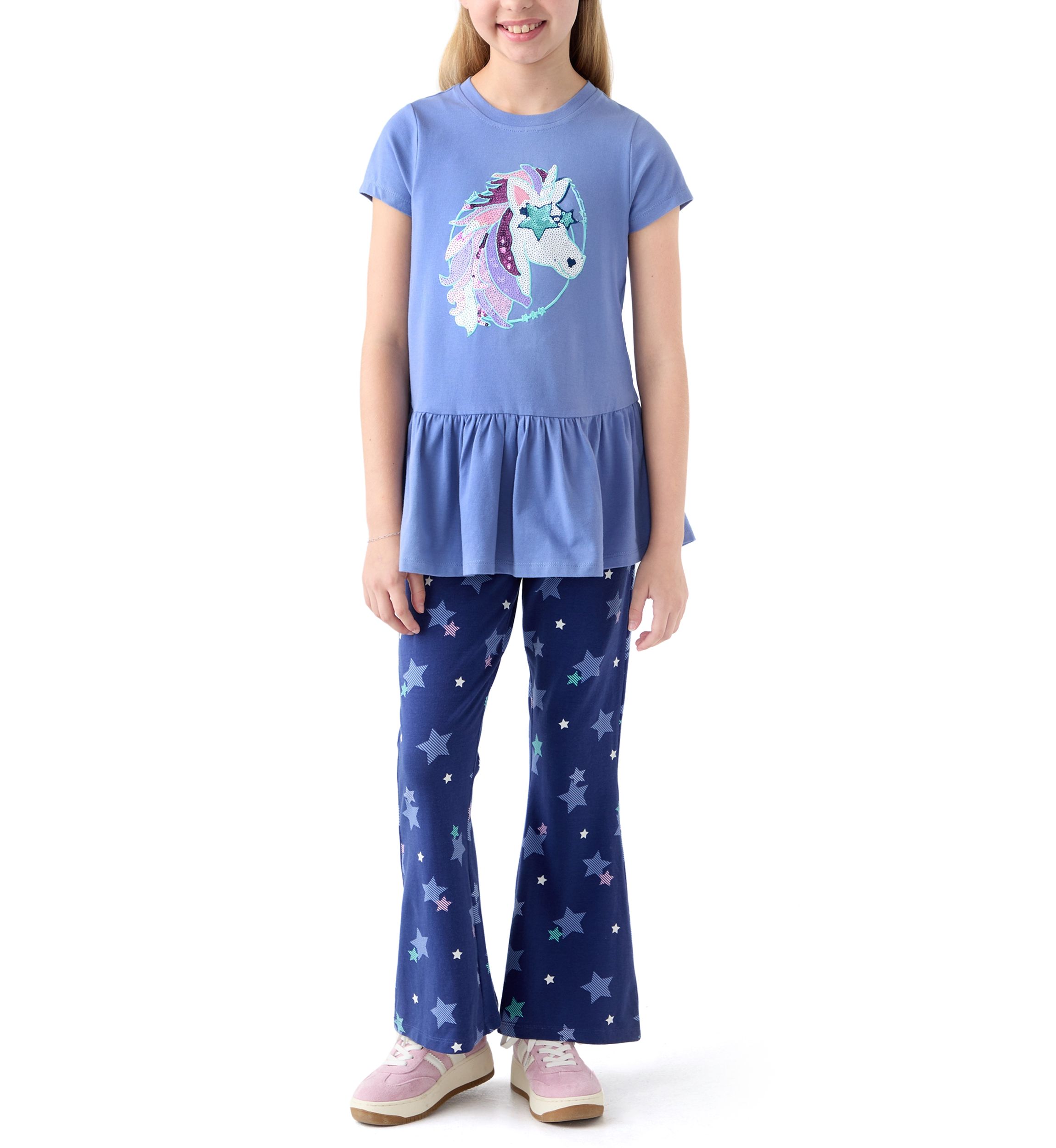 Girls 7-16 Unicorn Tunic Top and Flare Pants Set 