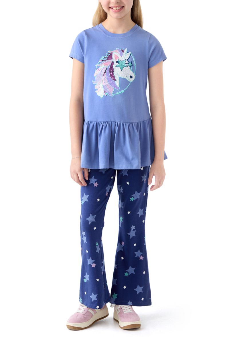 Girls 7-16 Unicorn Tunic Top and Flare Pants Set 