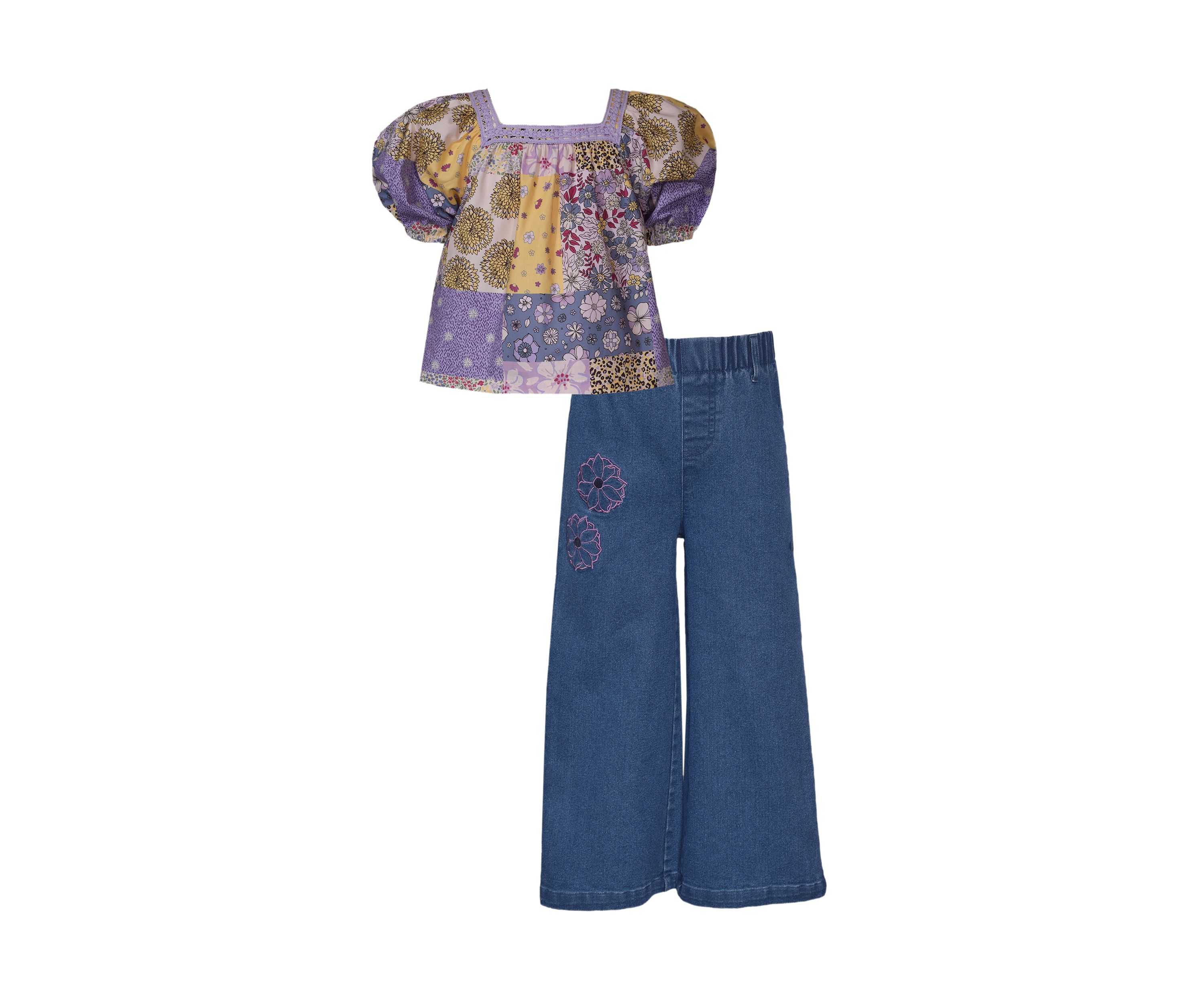 Girls 7-16 Printed Top and Wide Leg Pants