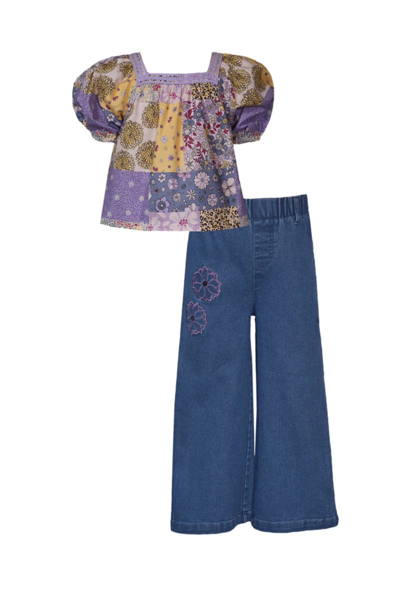 Girls 7-16 Printed Top and Wide Leg Pants