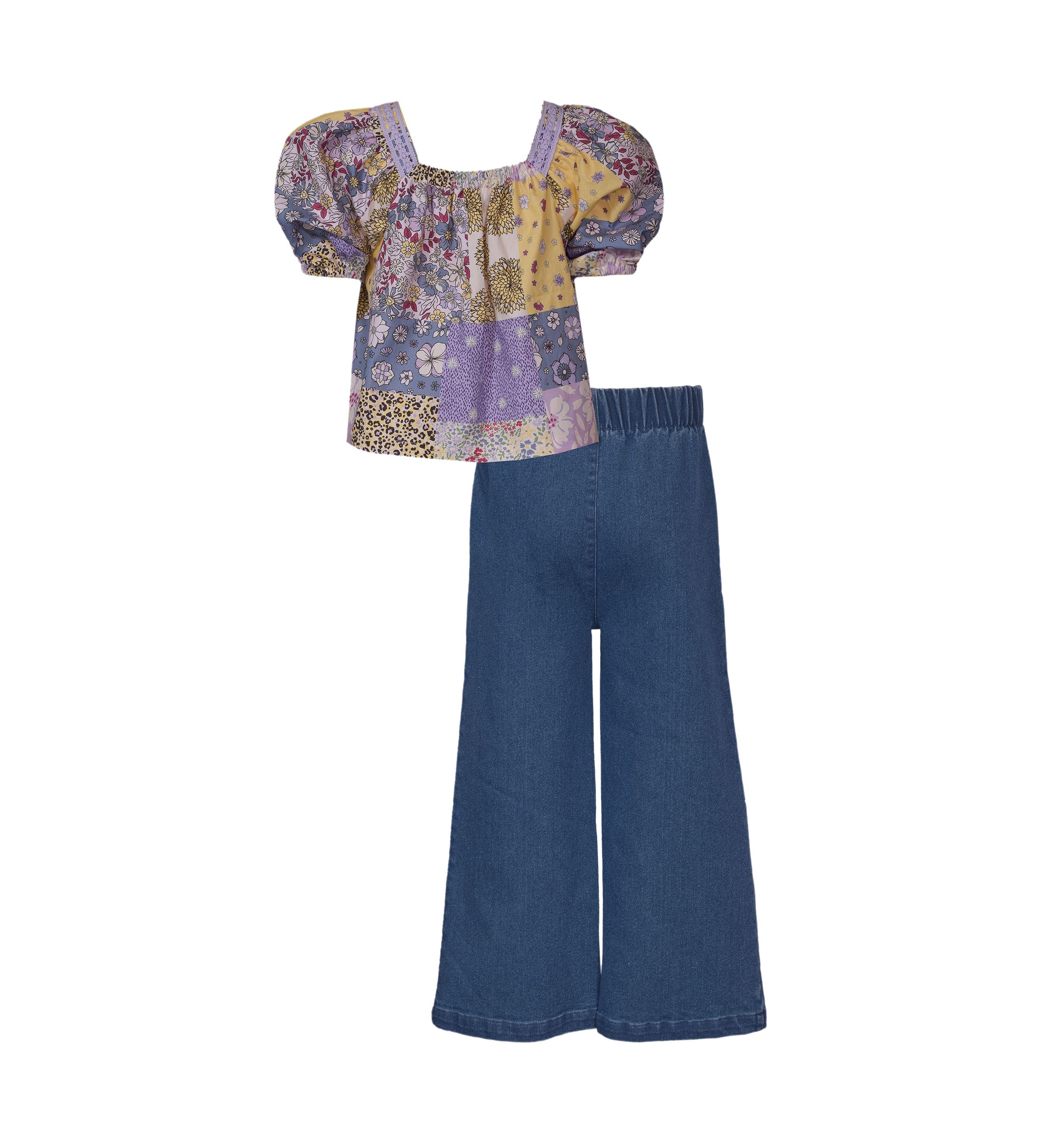 Girls 7-16 Printed Top and Wide Leg Pants