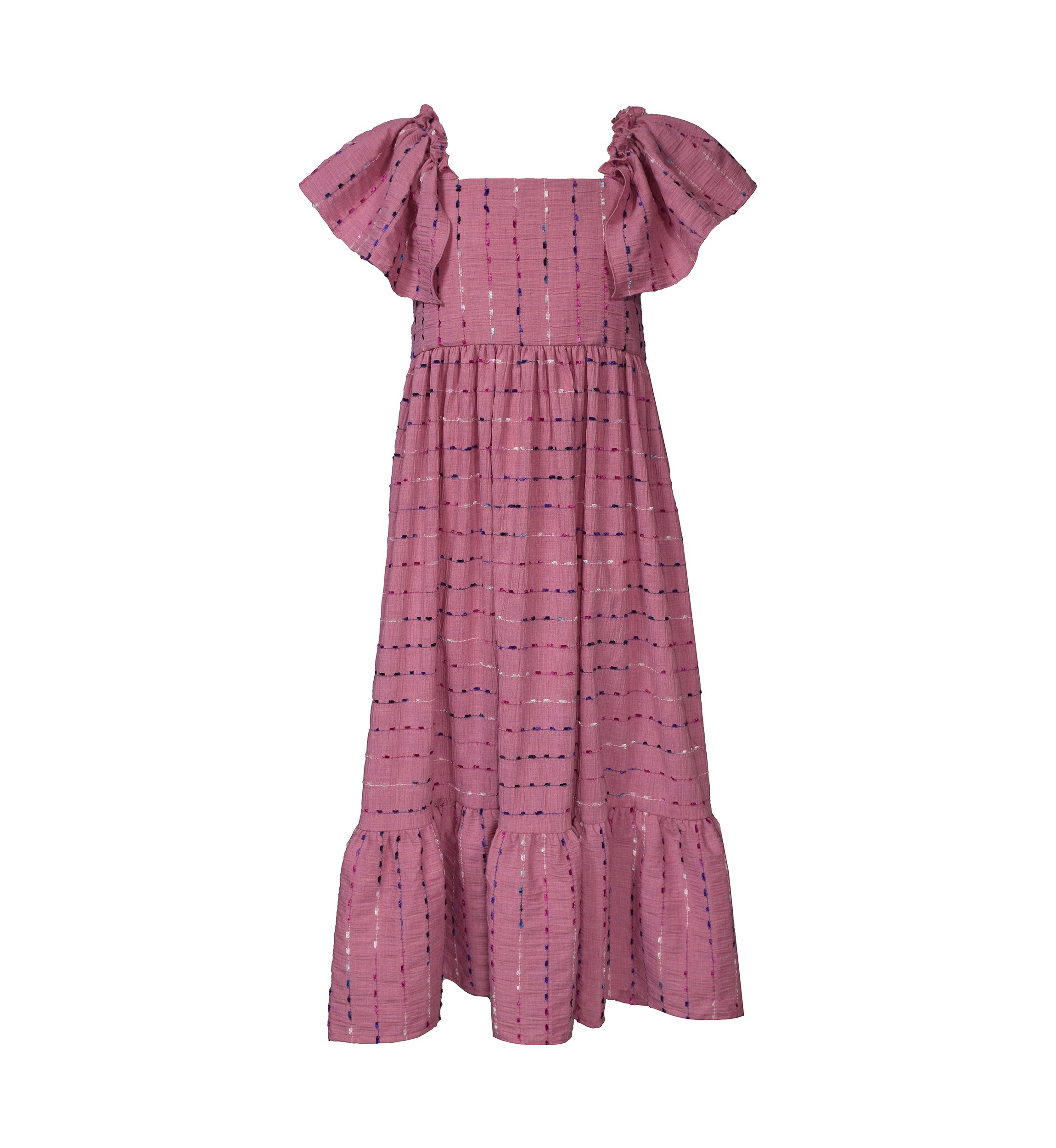 Girls 7-16 Puff Sleeve Tiered Midi Dress
