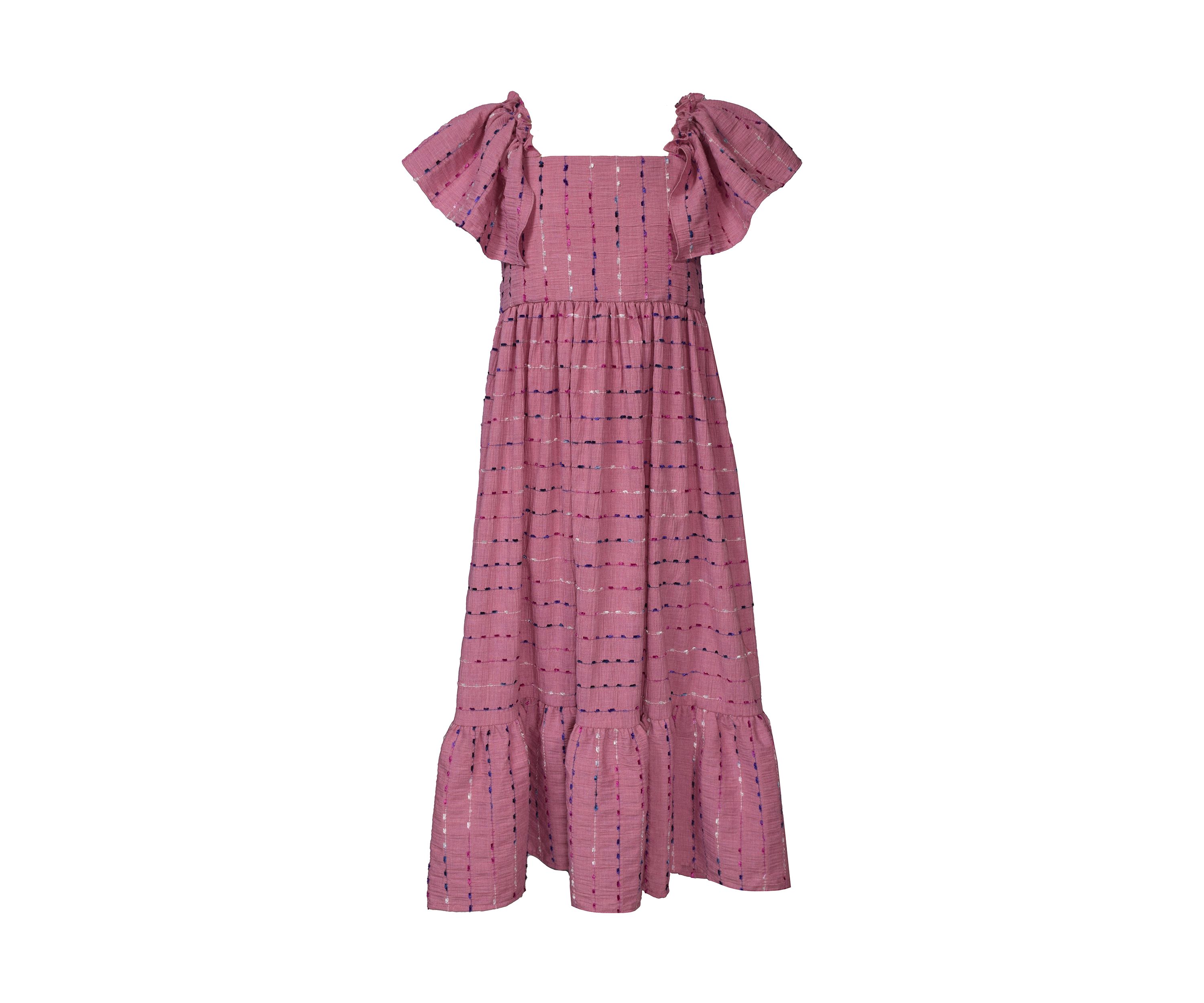 Girls 7-16 Puff Sleeve Tiered Midi Dress