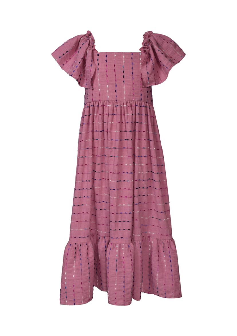 Girls 7-16 Puff Sleeve Tiered Midi Dress