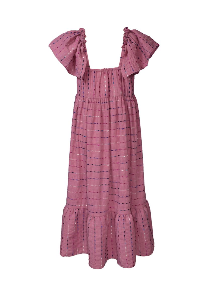 Girls 7-16 Puff Sleeve Tiered Midi Dress