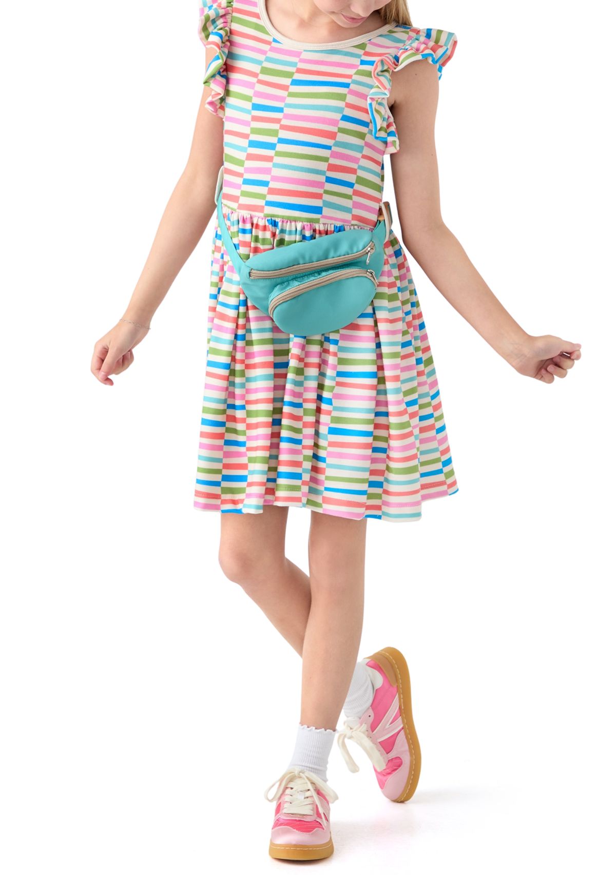 Girls 7-16 Striped Dress and Bag Set 