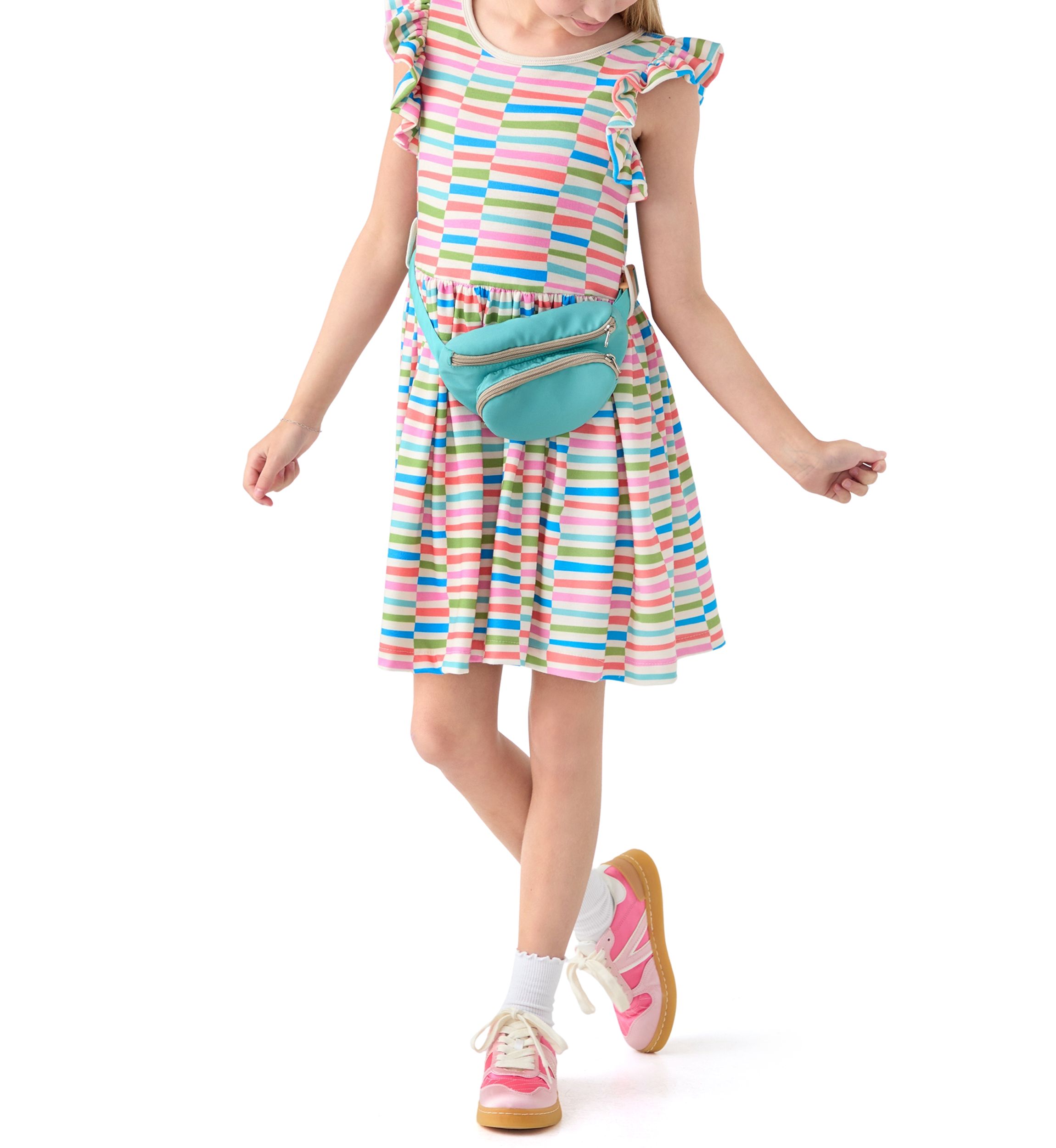 Girls 7-16 Striped Dress and Bag Set 